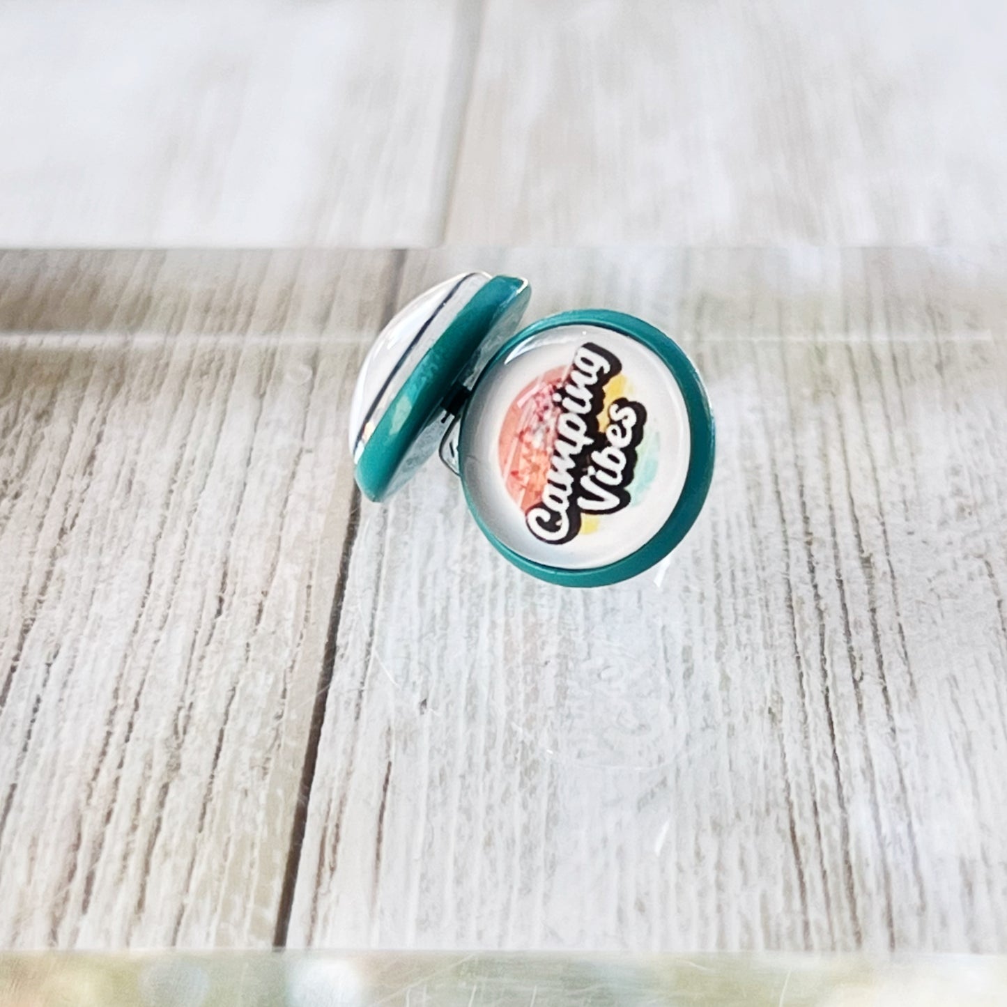 Camping Vibes Stud Earrings – Teal Stainless Steel