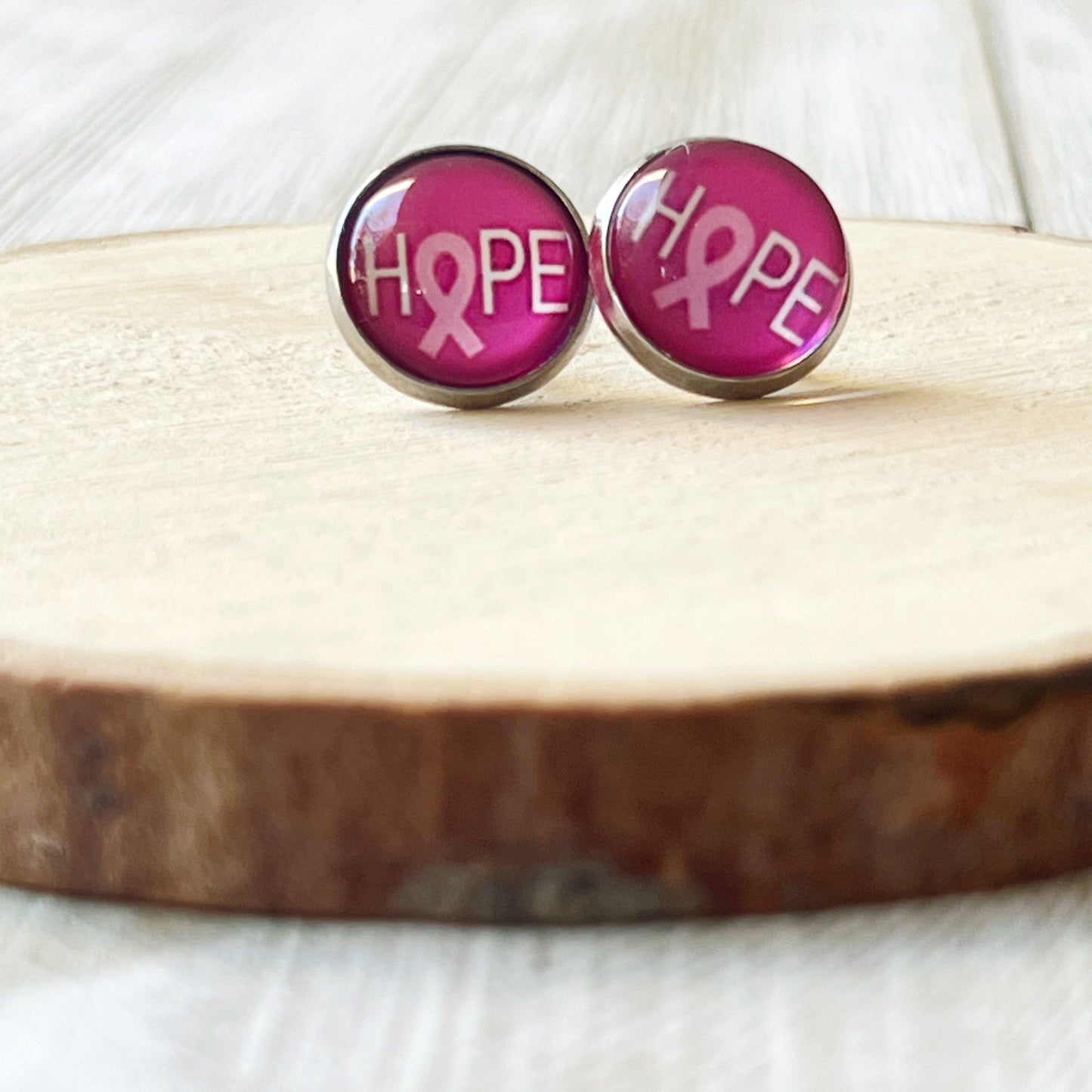 Breast Cancer Awareness 'Hope' Stud Earrings - Stylish & Meaningful Accessories