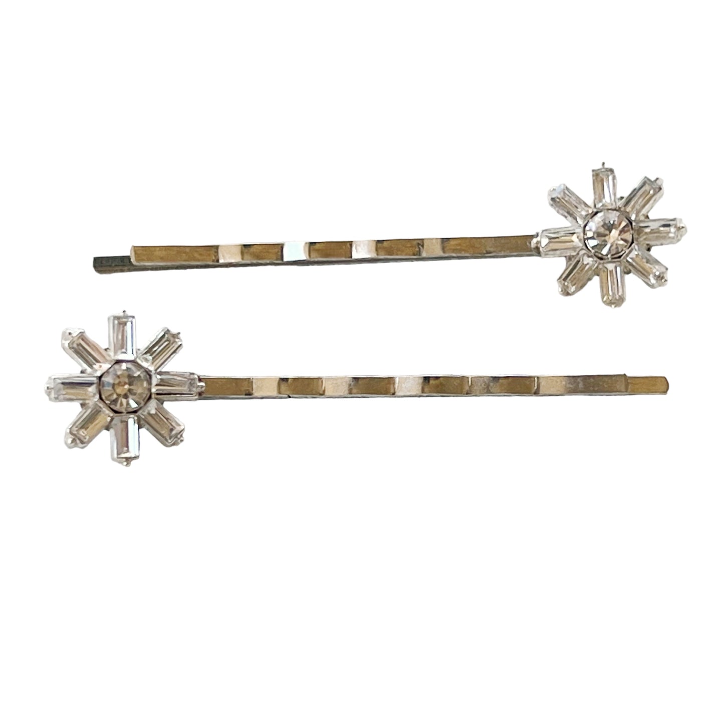Crystal Snowflake Hair Pins – Elegant Silver Winter Hair Clips Set of 2