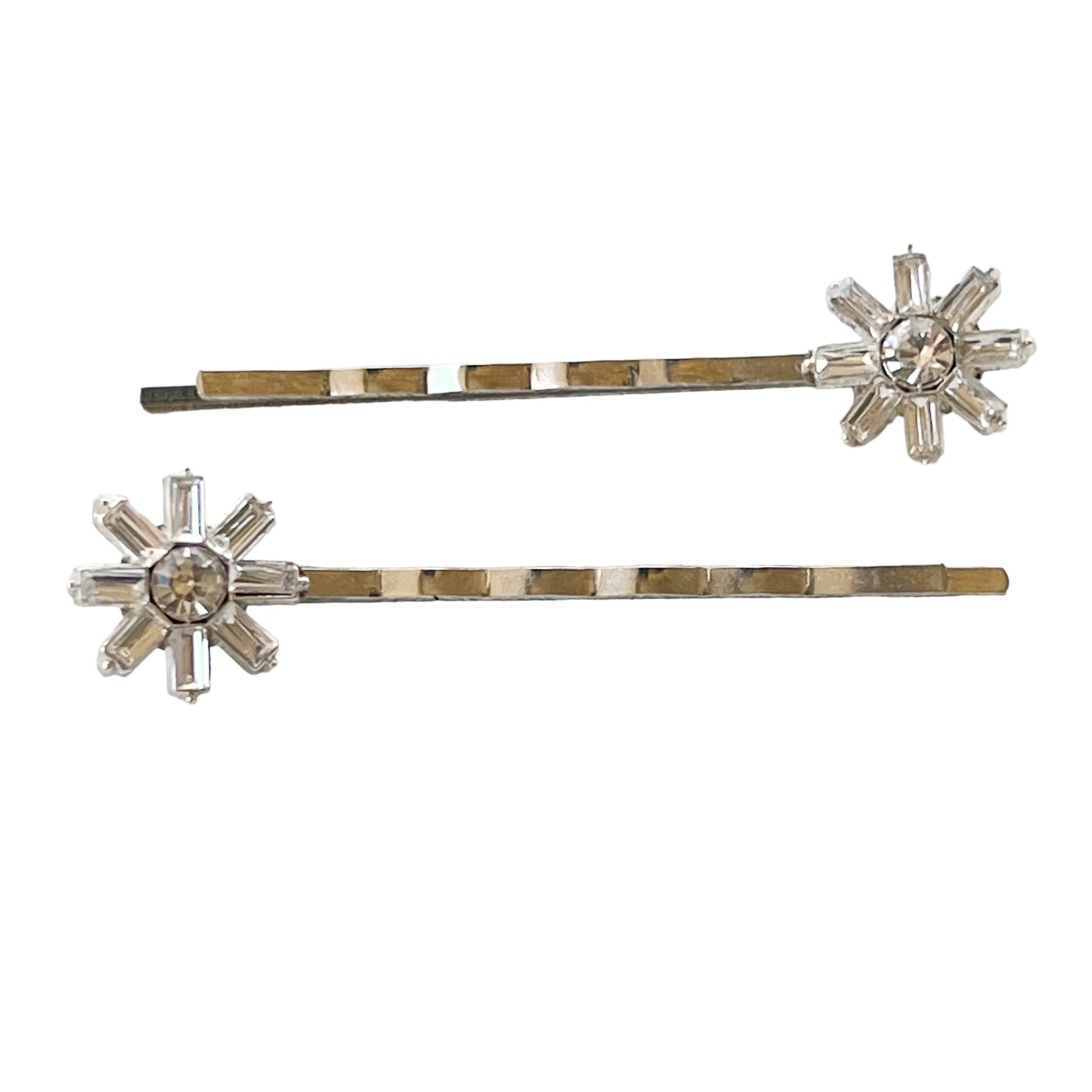 Crystal Snowflake Hair Pins – Elegant Silver Winter Hair Clips Set of 2