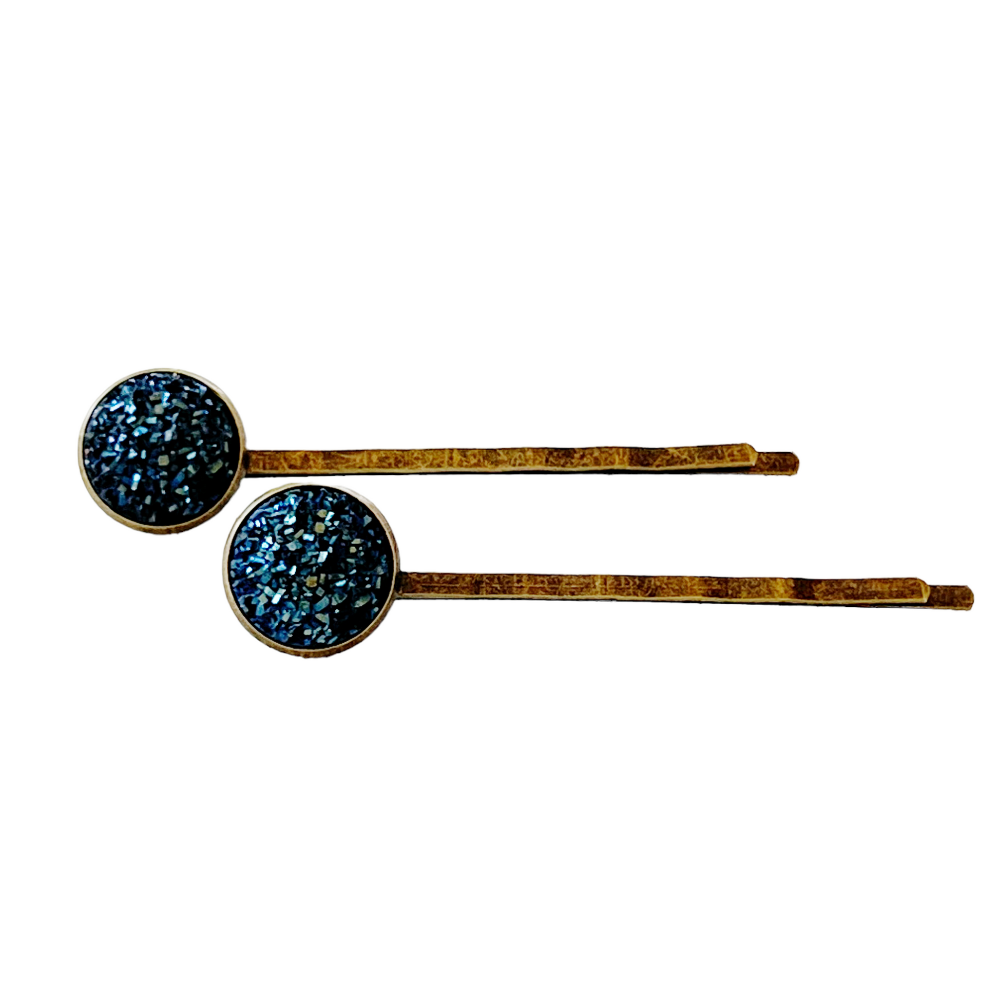 Cobalt Blue Druzy Brass Hair Pins: Elegant & Bold Accessories