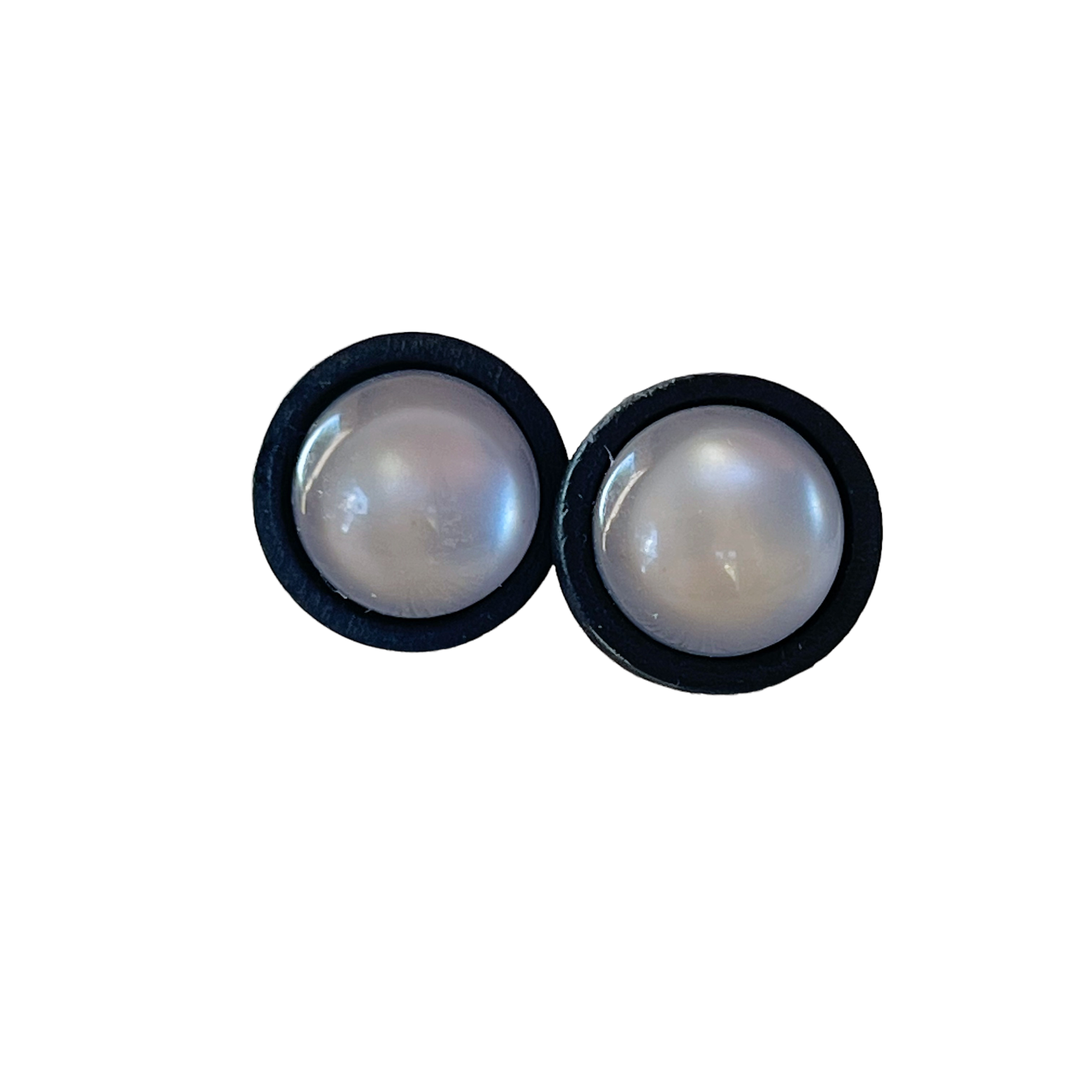Gray Resin Black Wood Unisex Stud Earrings - Stylish & Versatile Accessories