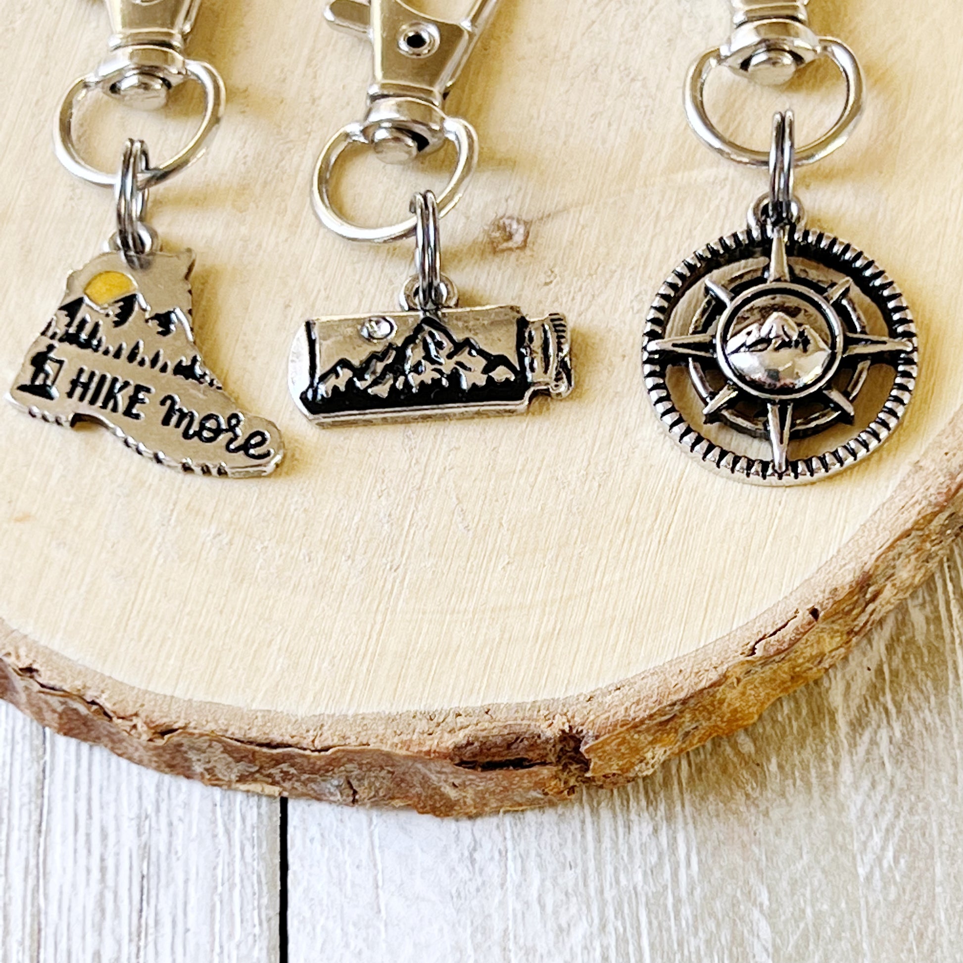 Hike More Mountains Zipper Pull Keychain Charm: Adventure-Inspired Purse Accessories
