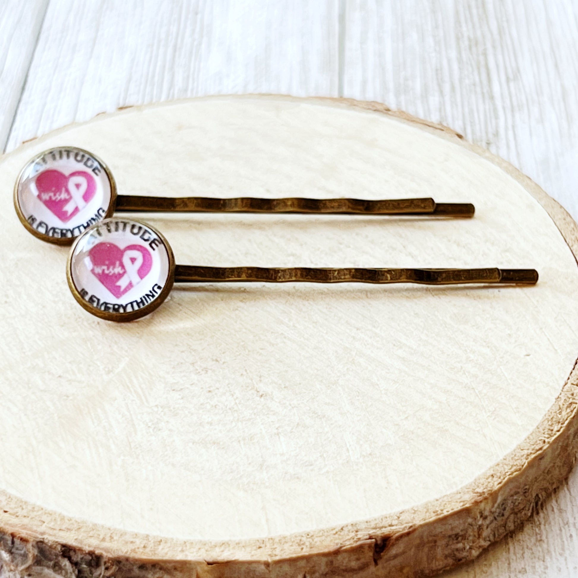 Breast Cancer Awareness Ribbon Hair Pins - Supportive and Stylish Accessories