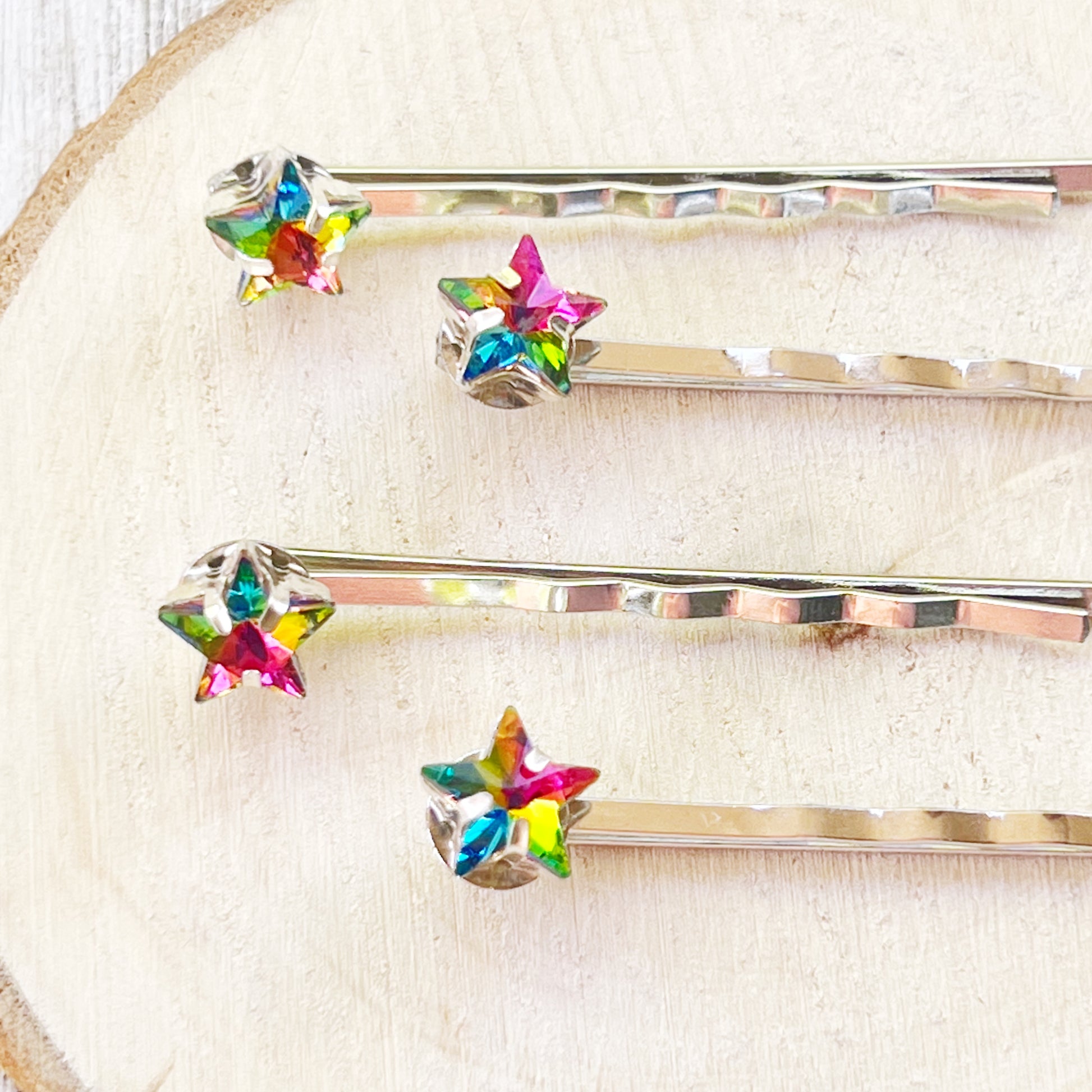 Rhinestone Rainbow Star Hair Pins, Hair Pins For Woman, Womens Bobby Pins, Star Barrettes, Star Hair Pins, Rainbow Hair Clip