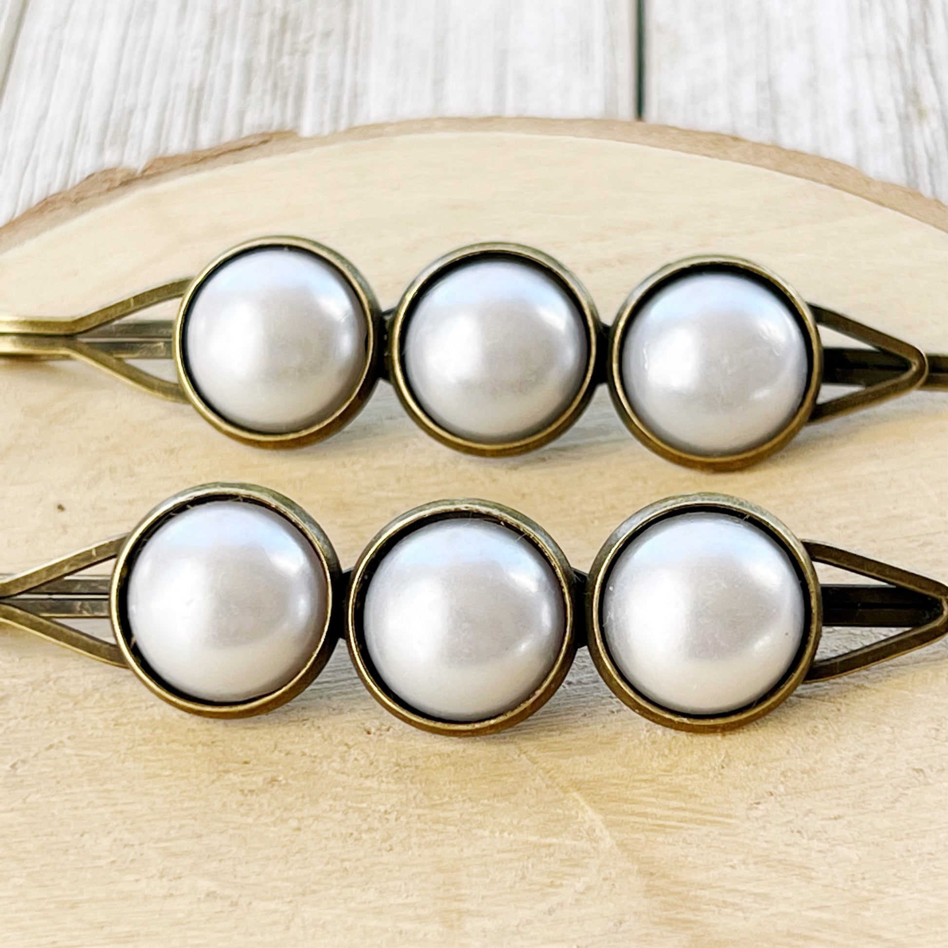 Silver White Pearl Hair Clips, Antiqued Bronze Barrette, Wedding Hair Jewelry, Womens Hair Clip, Womans Barrette, Bridal Hair Piece, Cute Clip