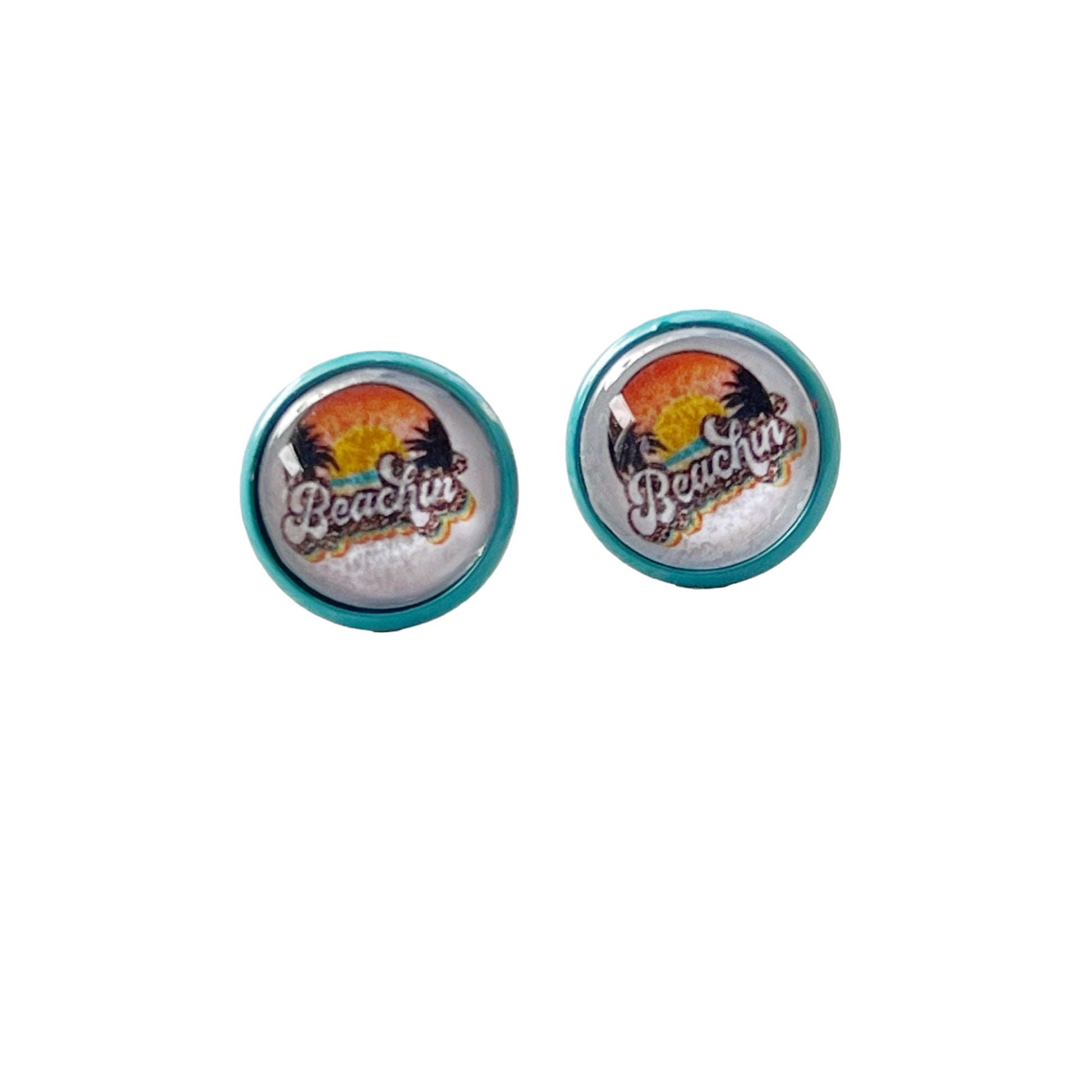 Beach Sunset Blue Stud Earrings - Coastal-Inspired Accessories