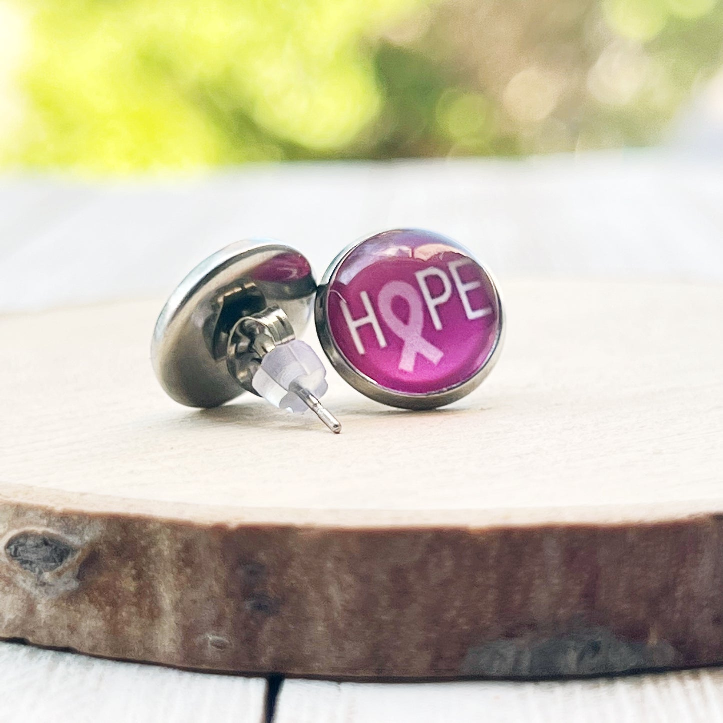 Breast Cancer Awareness 'Hope' Stud Earrings - Stylish & Meaningful Accessories