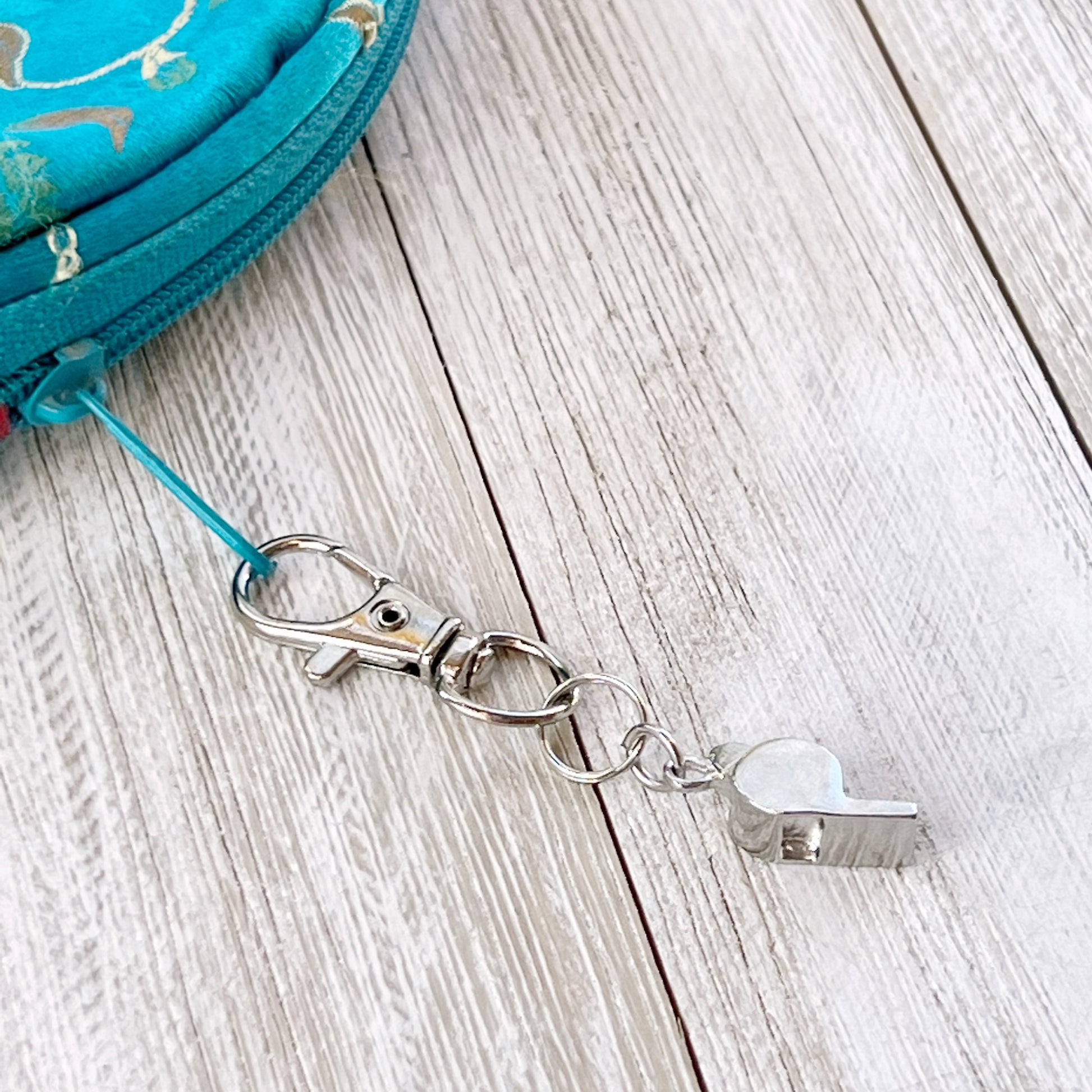 Football Zipper Pull Keychain Charm with Whistle