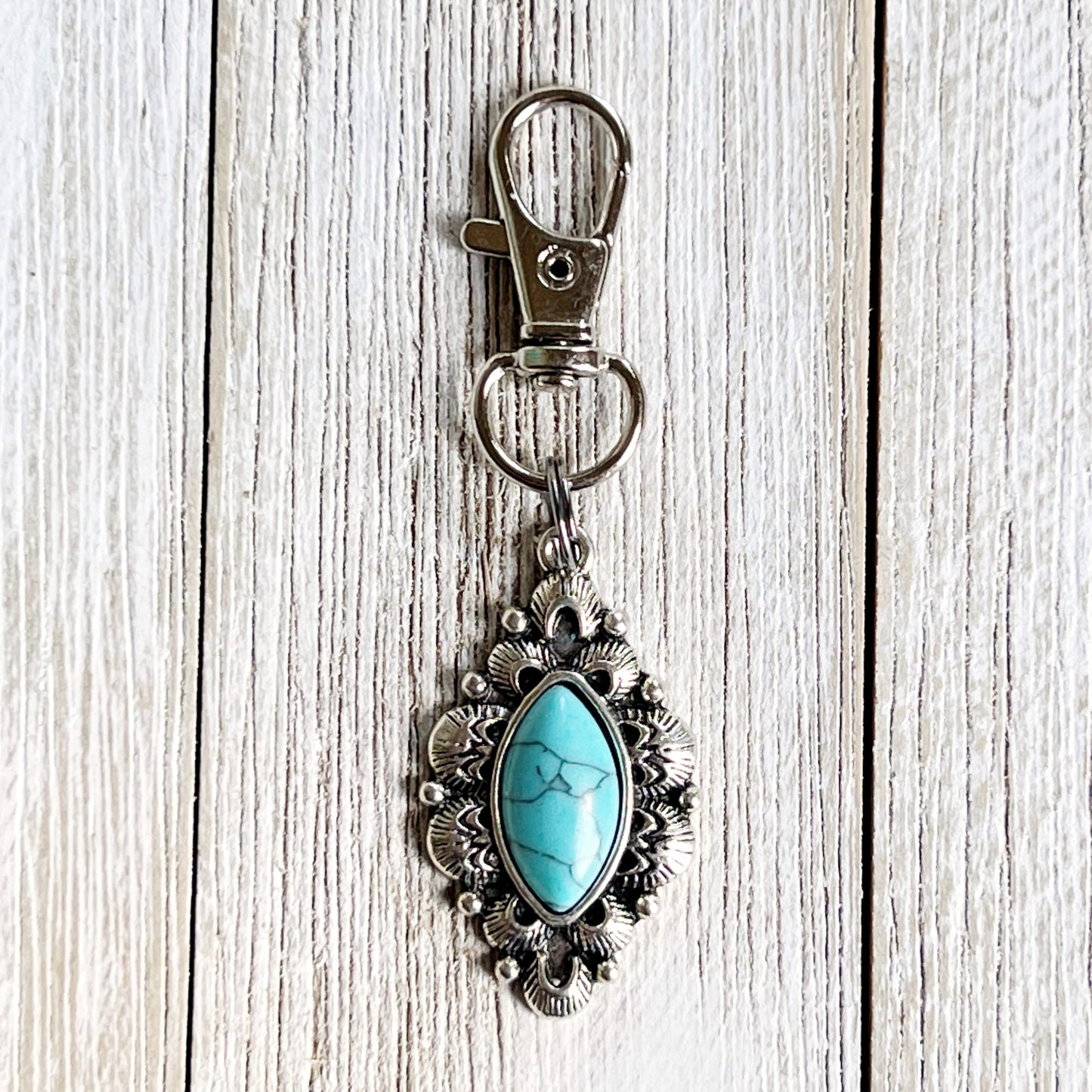Western Turquoise Zipper Pull Handbag Charm