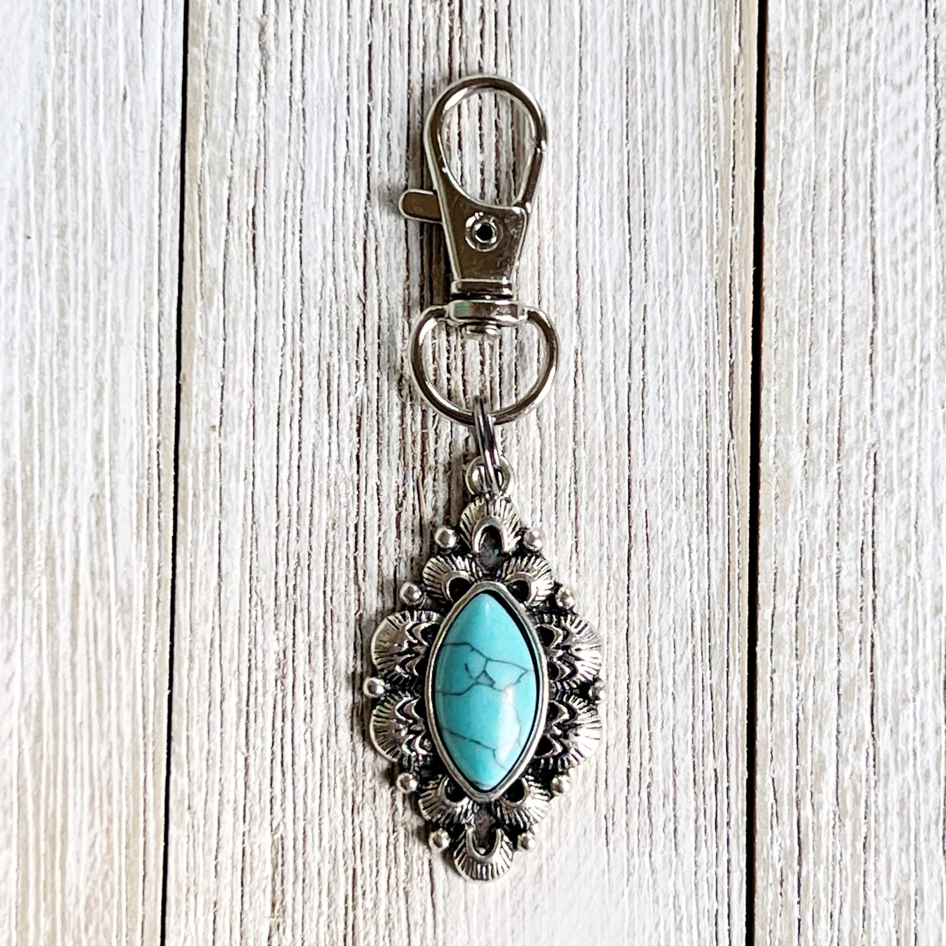 Western Turquoise Zipper Pull Handbag Charm
