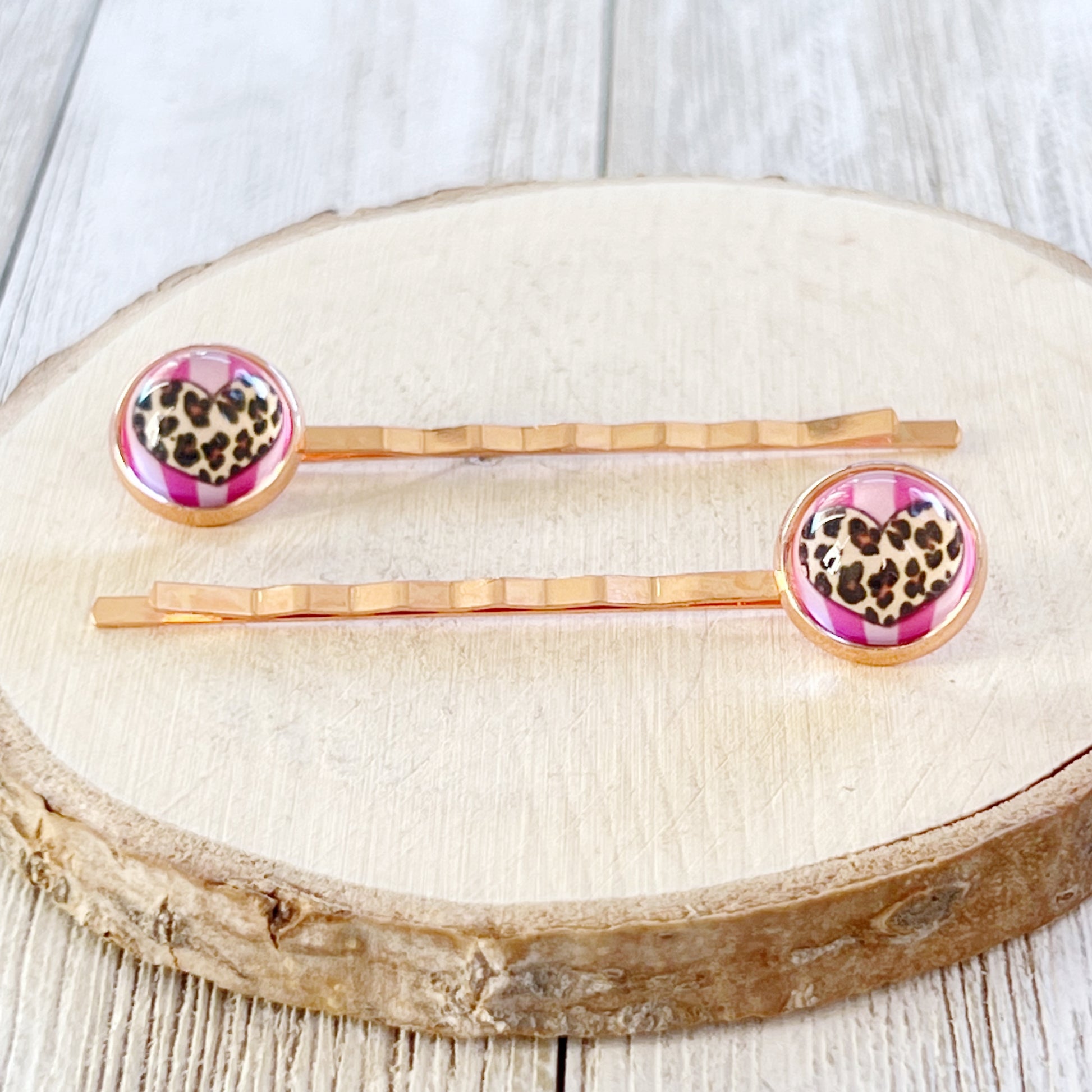 Animal Print Heart Hair Pins - Trendy & Unique Hair Accessories