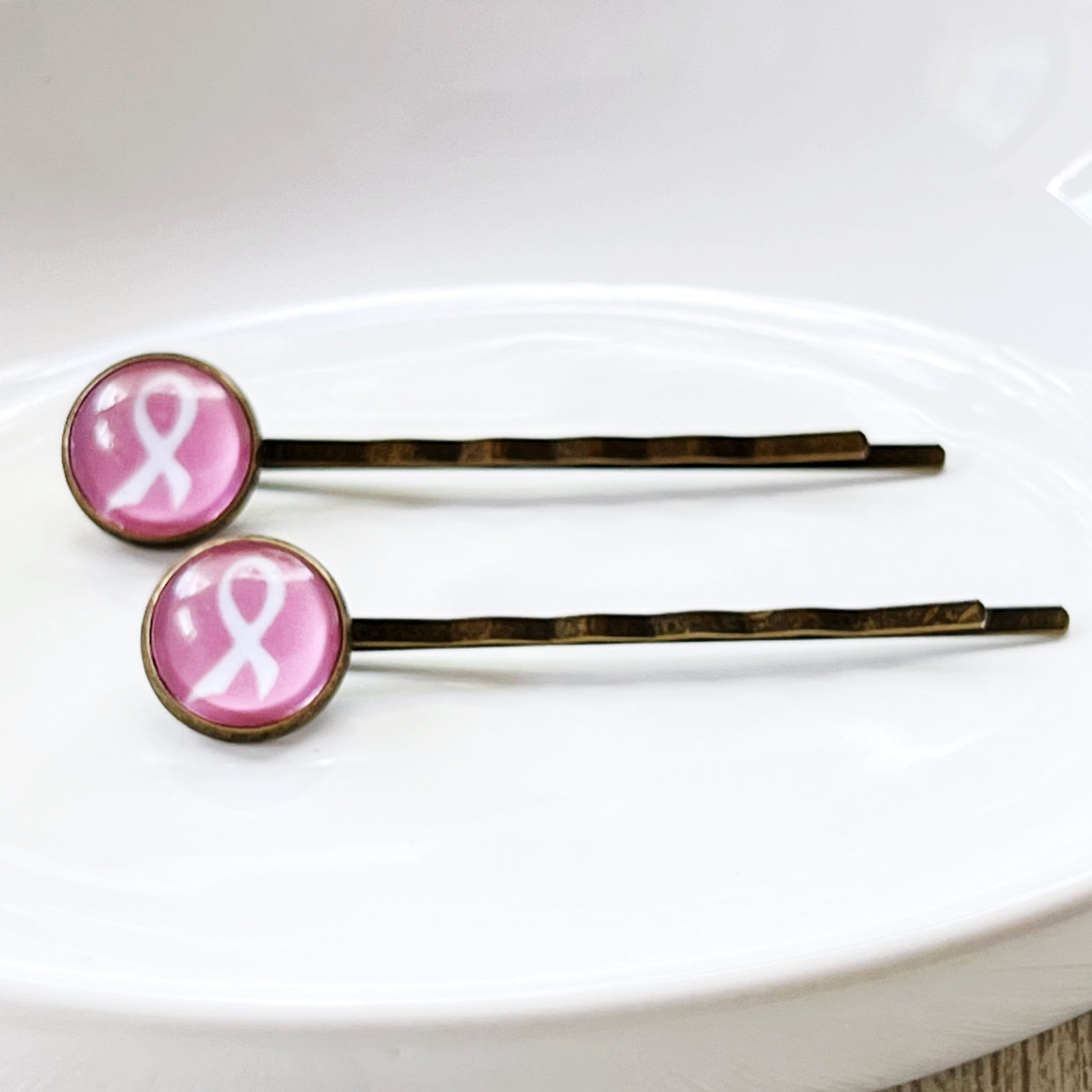 Breast Cancer Awareness Ribbon Hair Pins - Supportive and Stylish Accessories