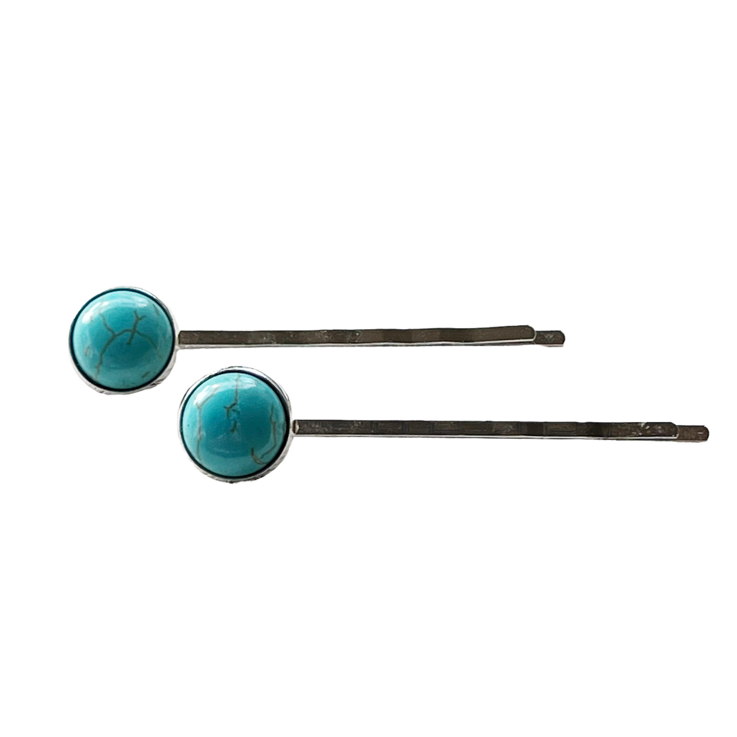 Turquoise Hair Pins - Western Cowgirl Decorative Brass Bobby Pins, Women's Southwestern Hair Accessories