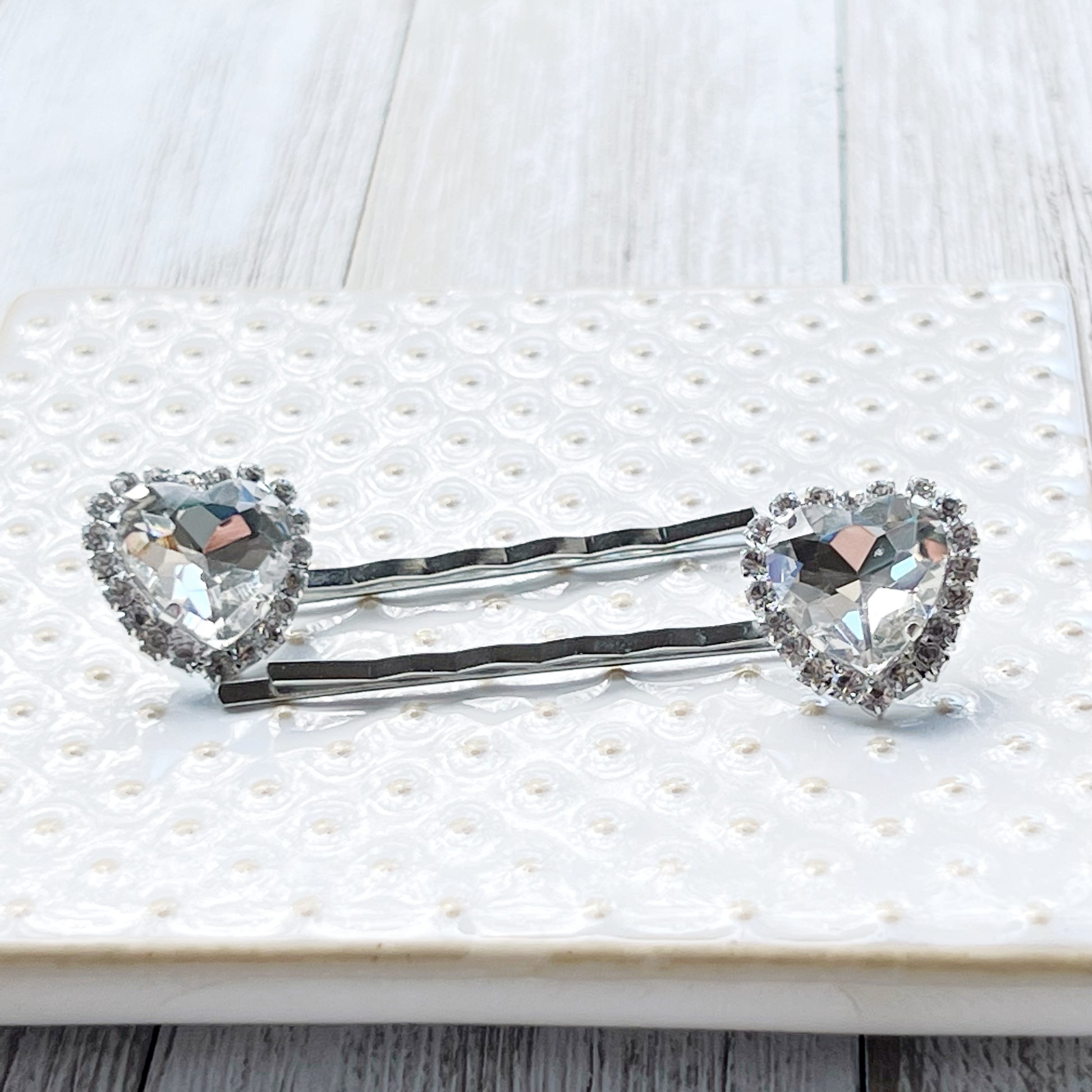 Heart Rhinestone Hair Pins, Hair Pins For Woman, Womens Decorative Bobby Pin Crystal Heart Bobby Pin