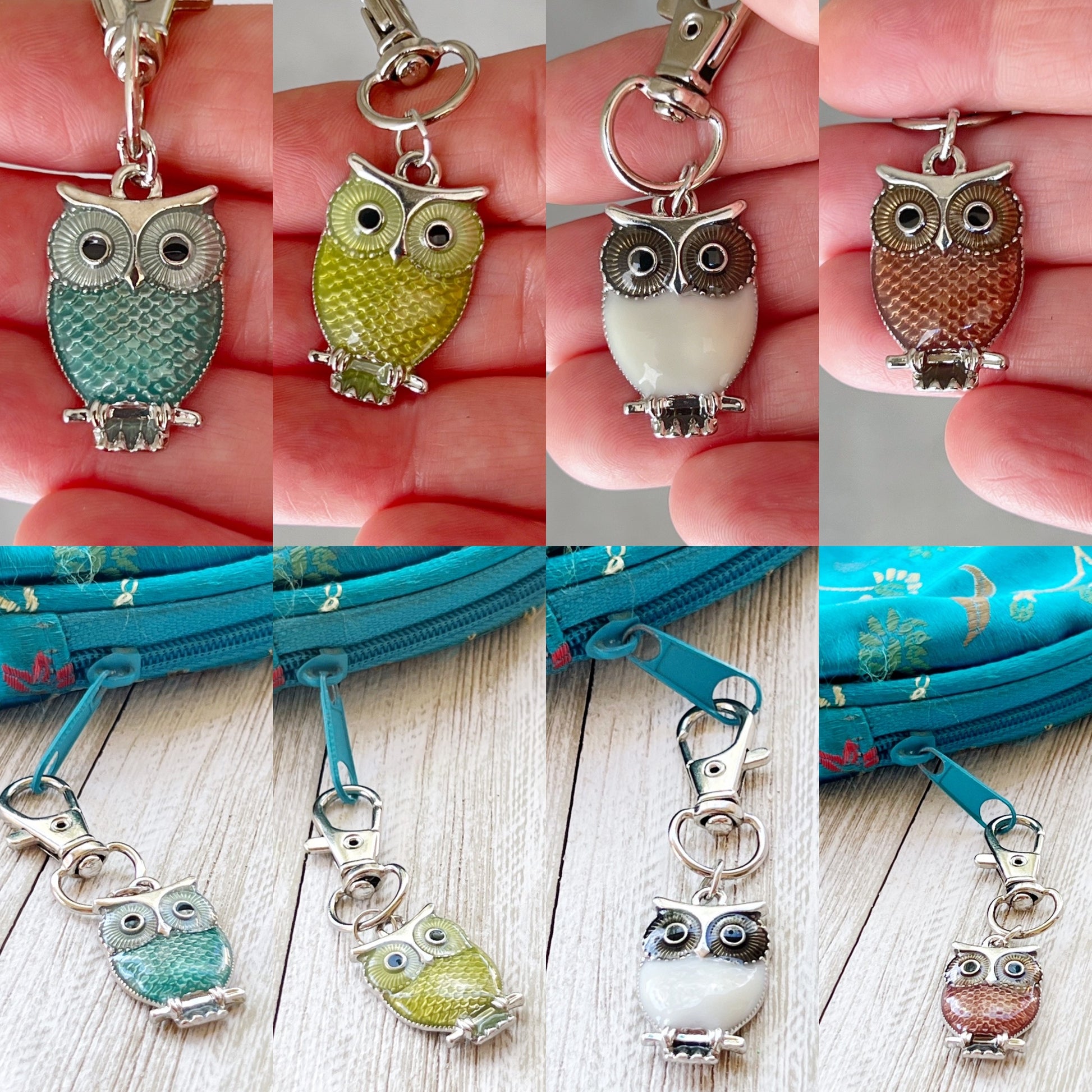 Vibrant Multi-Colored Owl Zipper Pull Keychain Purse Charms - Whimsical Accessories