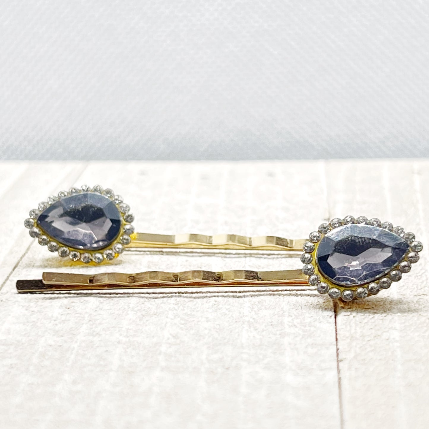 Dark Gray Black Rhinestone Hair Pins
