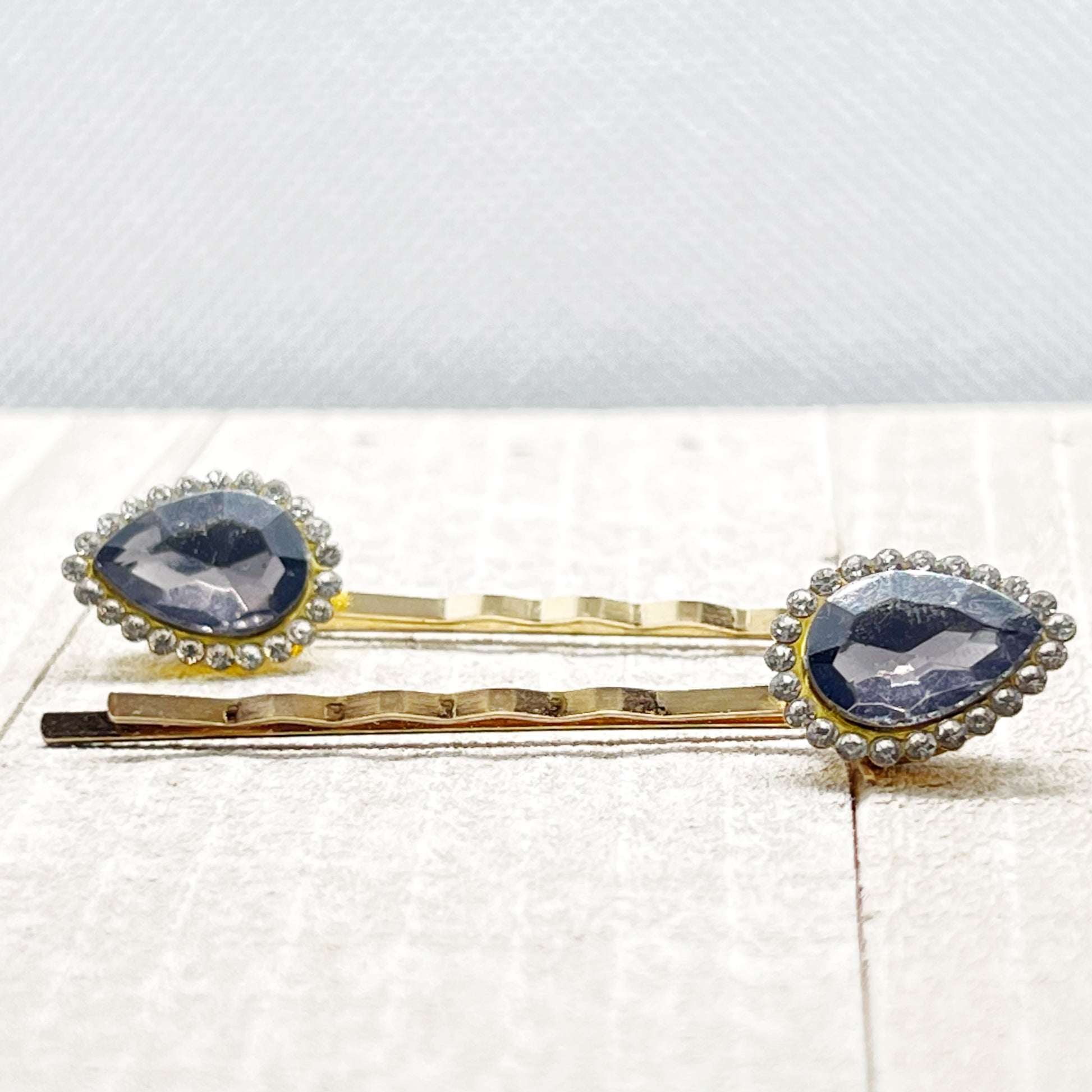 Dark Gray Black Rhinestone Hair Pins