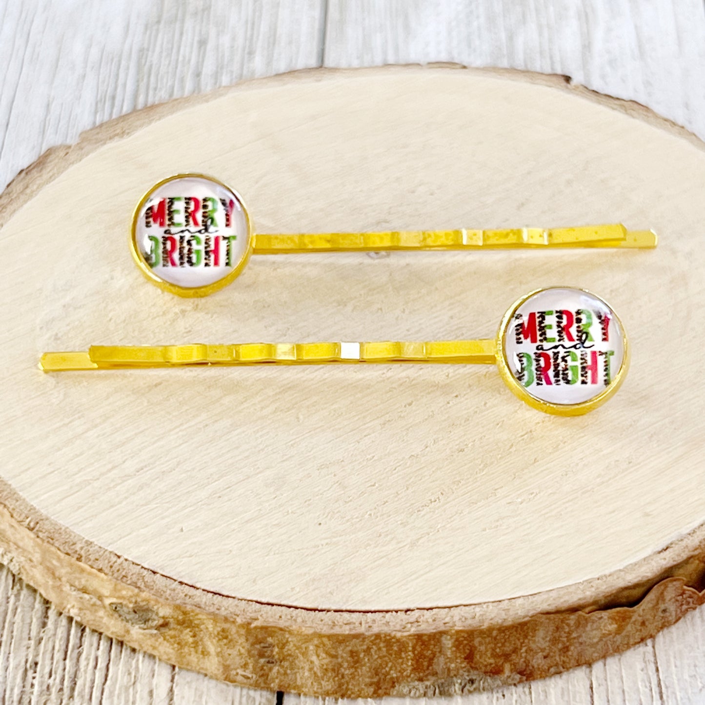 Merry & Bright Christmas Holiday Bobby Pins