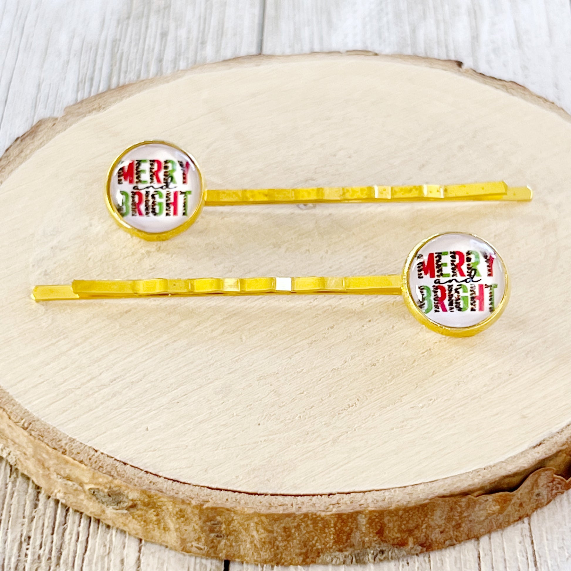 Merry & Bright Christmas Holiday Bobby Pins