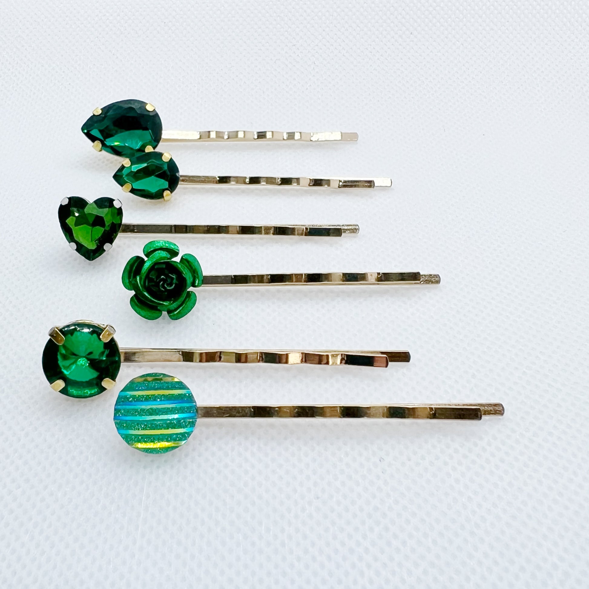 Emerald Green Rhinestone Hair Pin Set: Glamorous Accessories for Elegant Styles