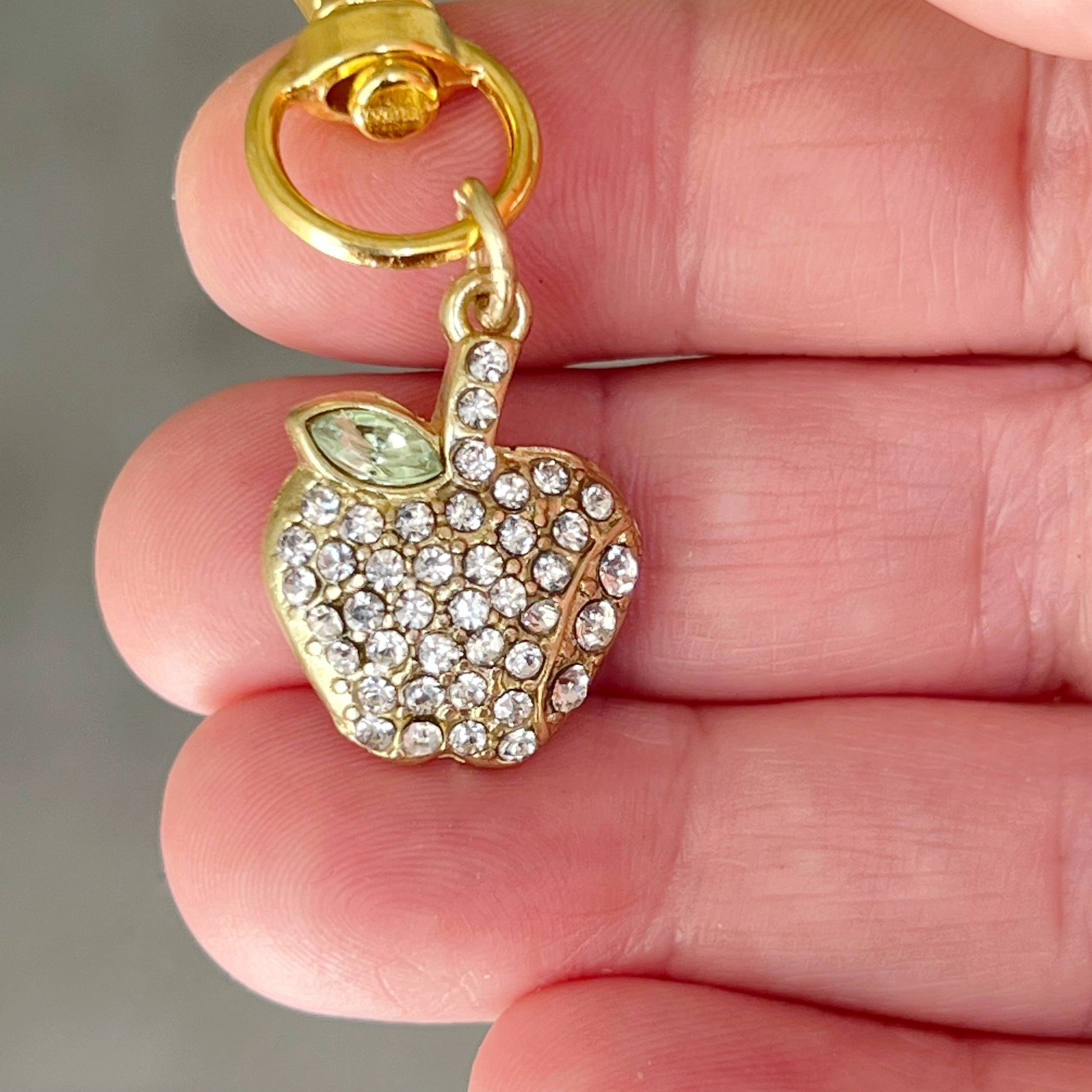 Fruit Zipper Pull Keychain Charm with Rhinestones