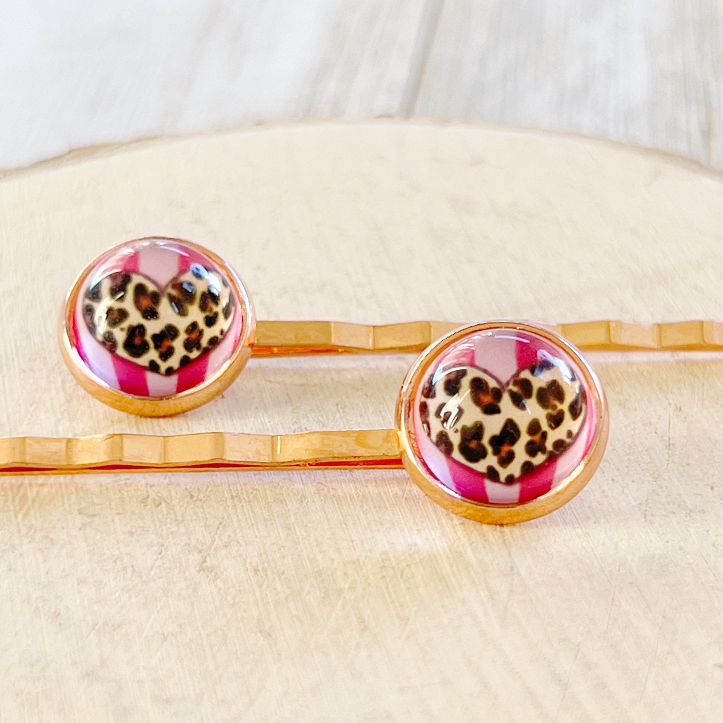 Animal Print Heart Hair Pins - Trendy & Unique Hair Accessories