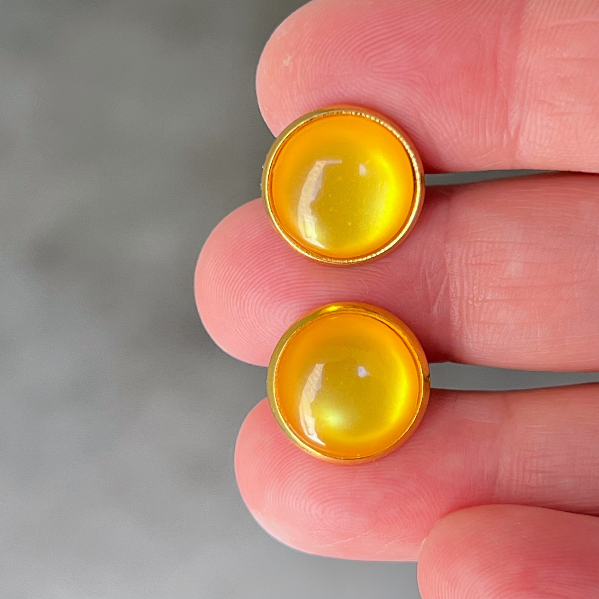 Orange Resin Gold Stud Earrings - Stylish & Vibrant Accessories