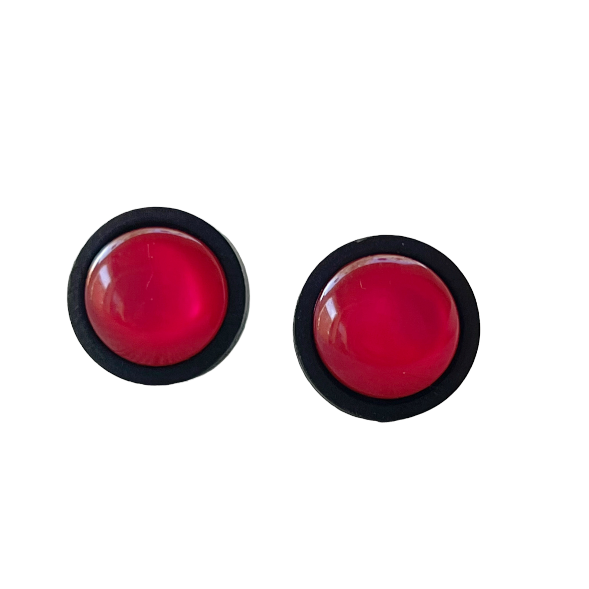 Pink Resin Black Wood Unisex Stud Earrings - Unique & Stylish Accessories