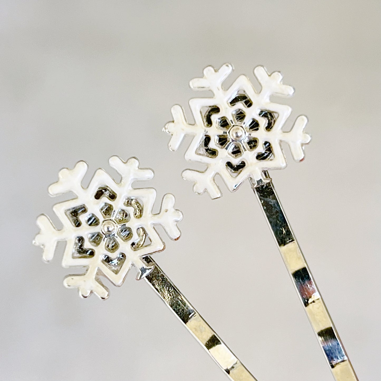White Silver Snowflake Hair Pin