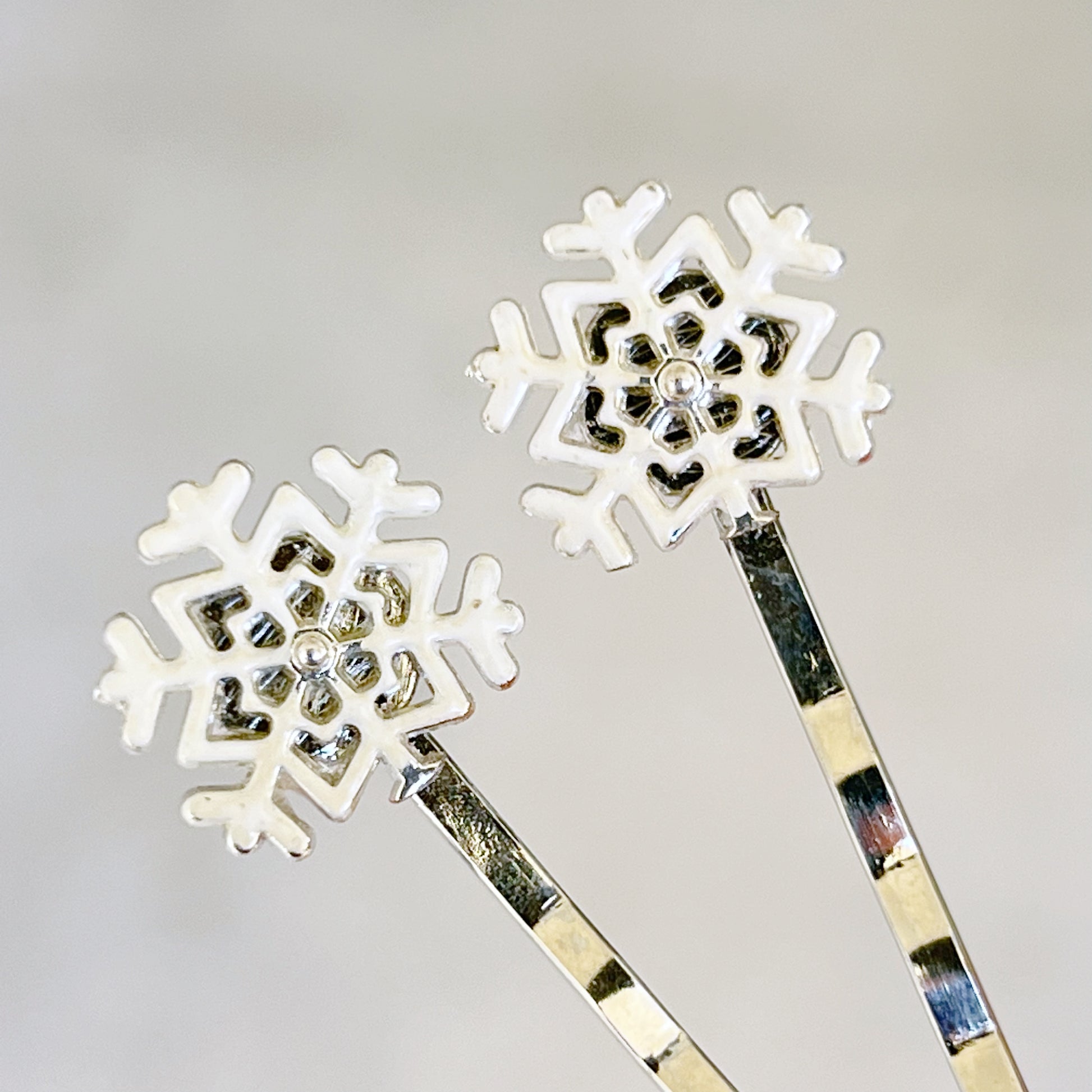 White Silver Snowflake Hair Pin