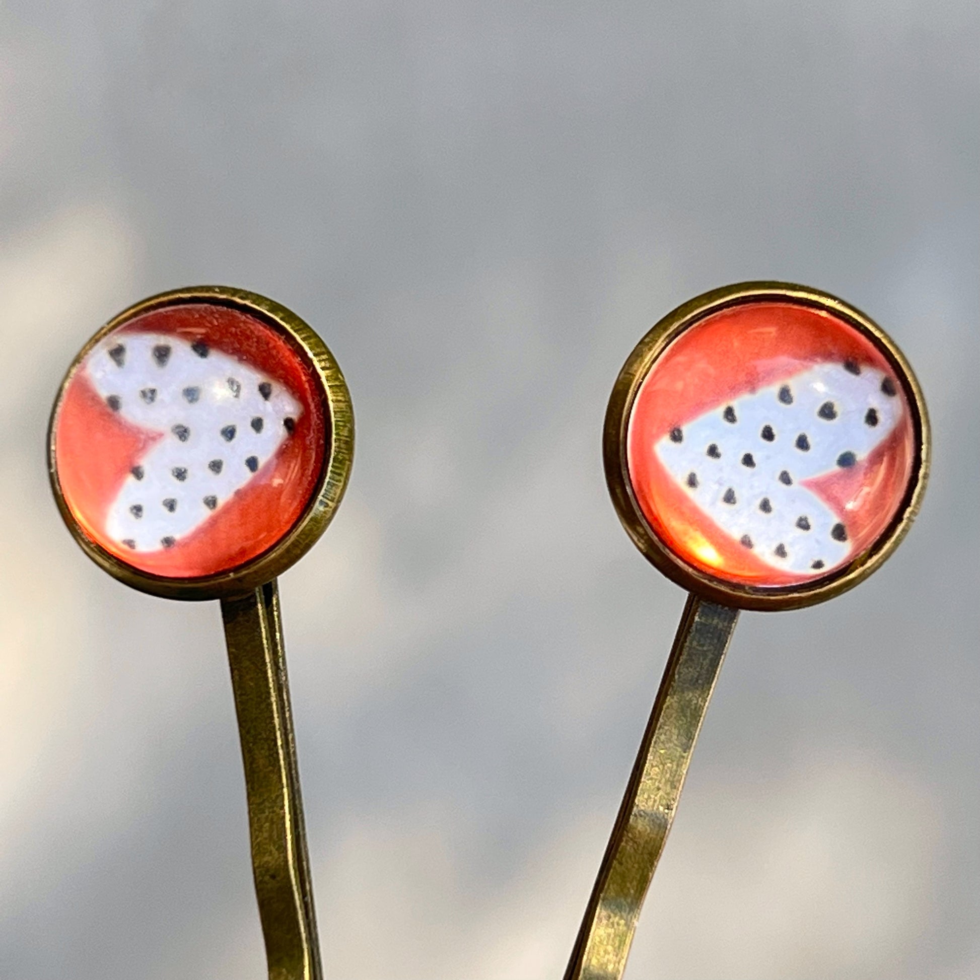 Red and White Heart Black Polka Dot Hair Pins