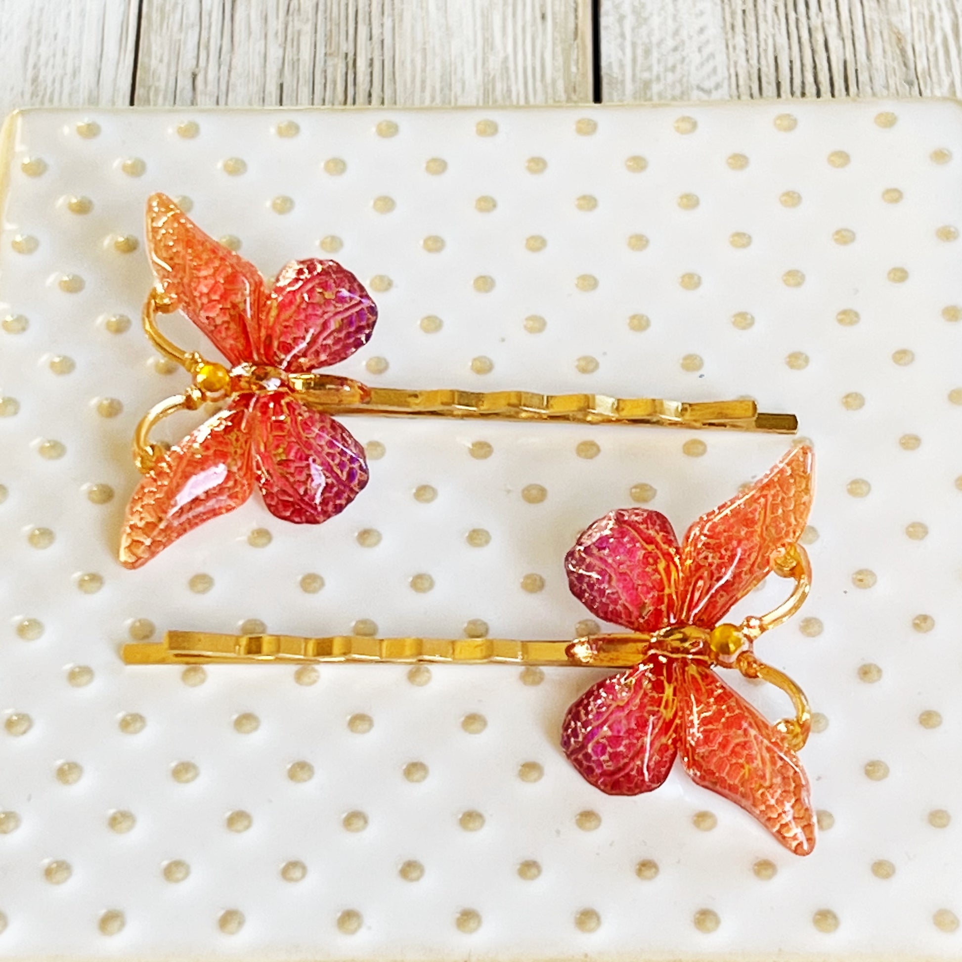 Orange & Purple Butterfly Hair Pins
