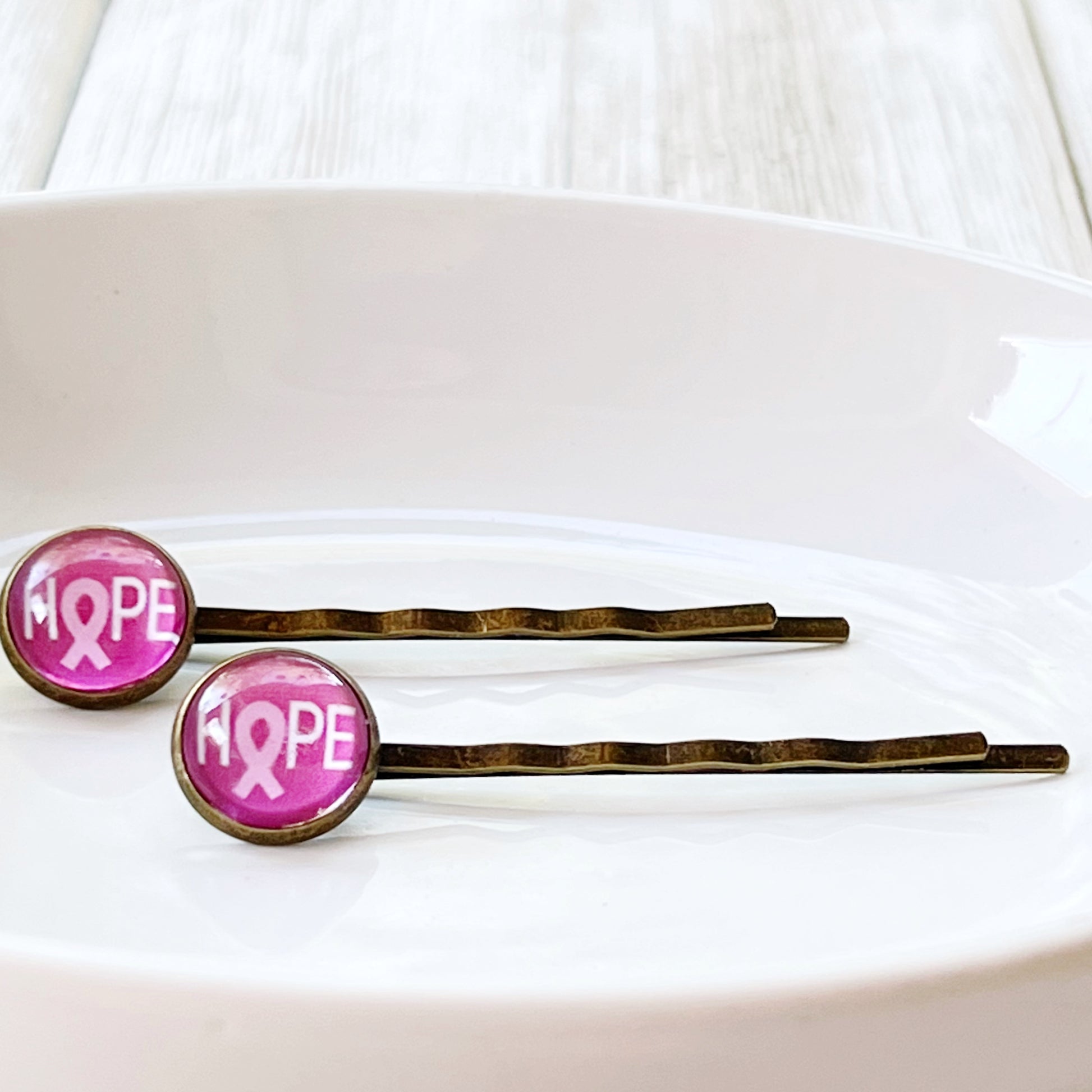 Breast Cancer Awareness Ribbon Hair Pins - Supportive and Stylish Accessories