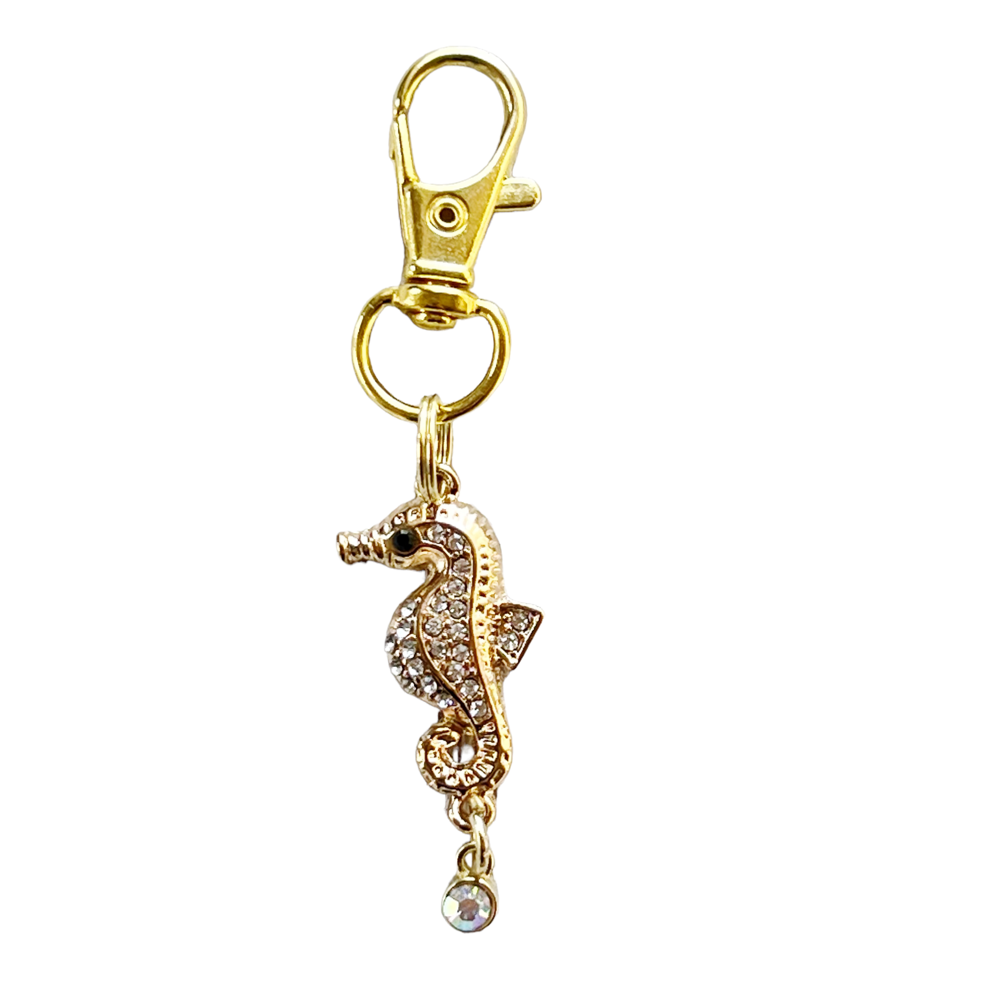 Seahorse Zipper Pull Keychain Purse Charm: Sparkling Rhinestones for Beachy Vibes