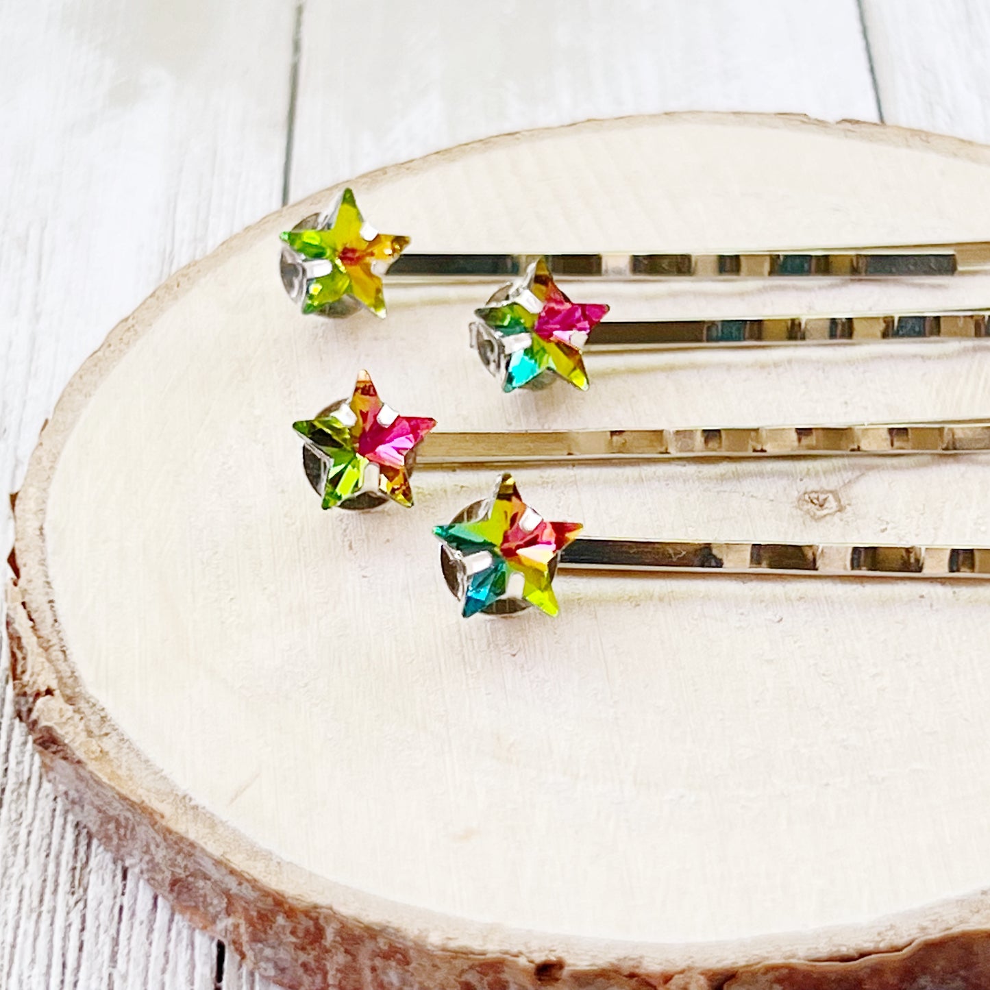 Rhinestone Rainbow Star Hair Pins, Hair Pins For Woman, Womens Bobby Pins, Star Barrettes, Star Hair Pins, Rainbow Hair Clip