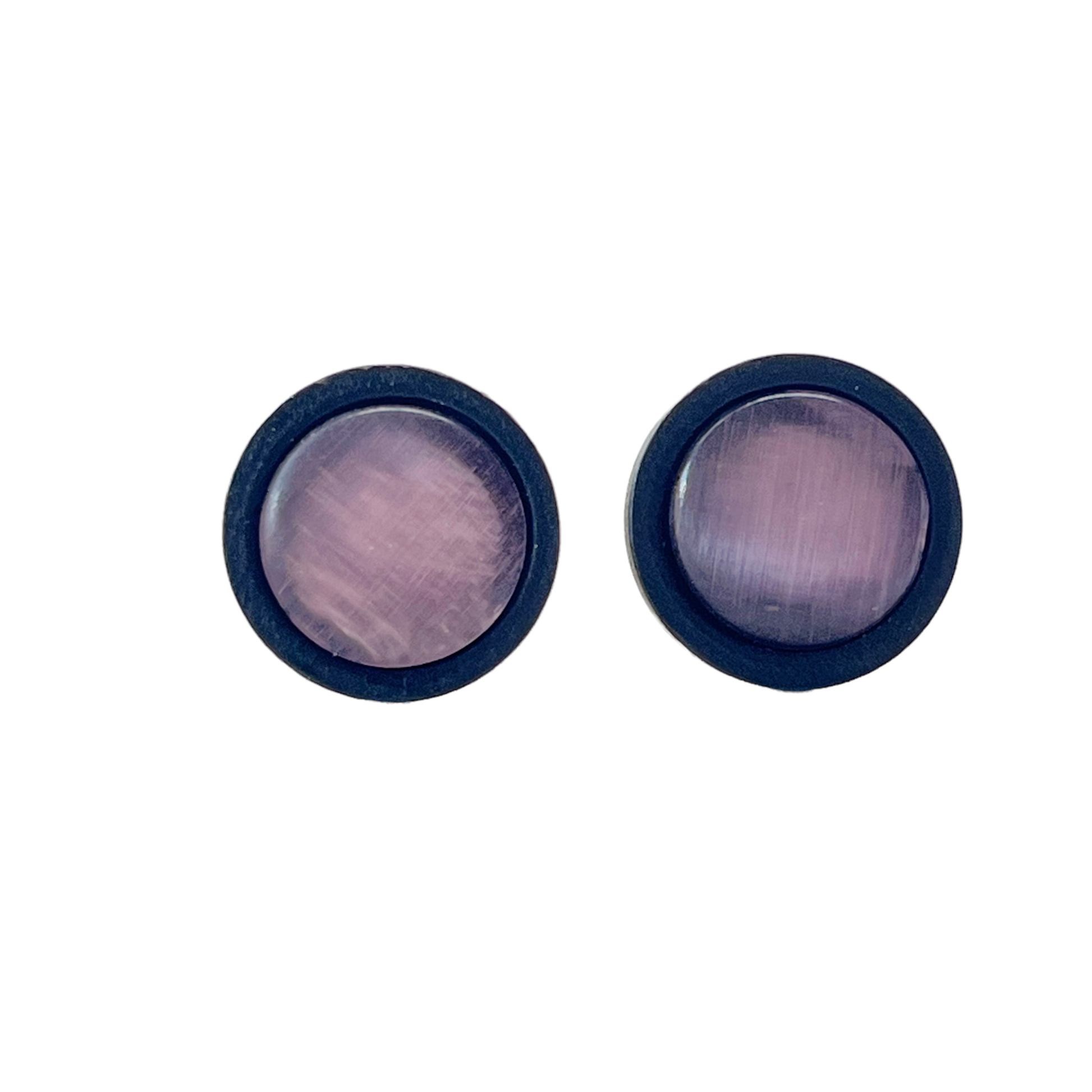 Purple Glass Black Wood Unisex Stud Earrings - Stylish & Versatile Accessories