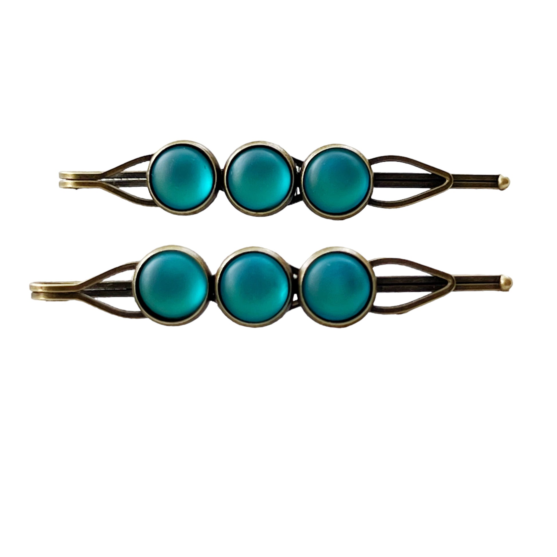 Satin Blue Rhinestone Hair Pins