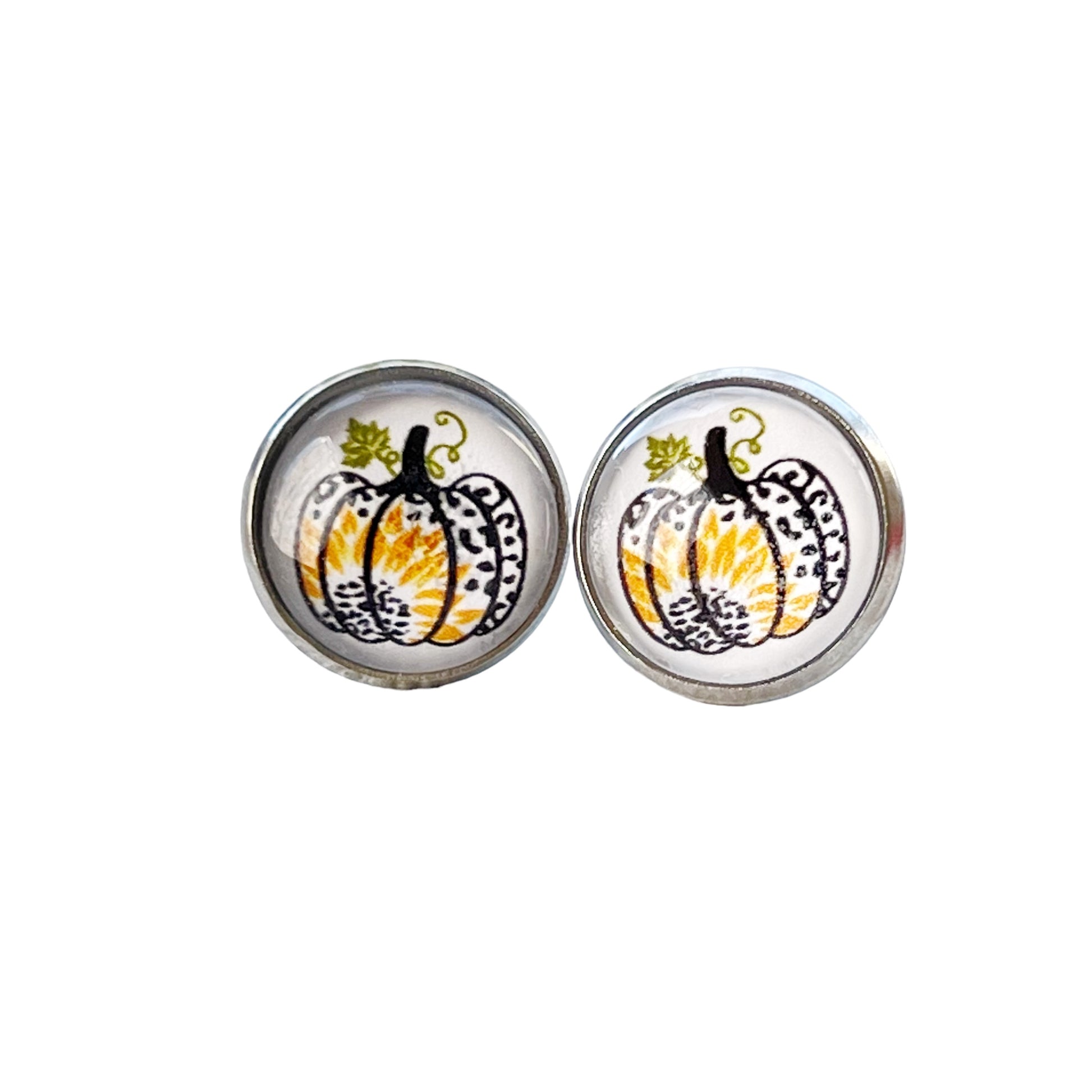 Leopard Pumpkin Sunflower Stud Earrings – Fall Animal Print Jewelry