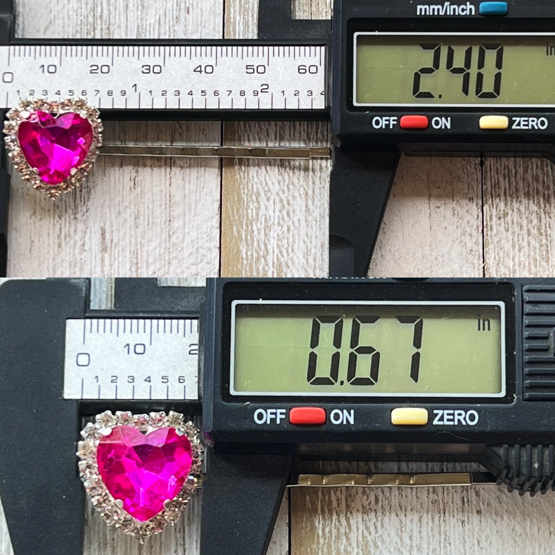 Pink Rhinestone Heart Hair Pins
