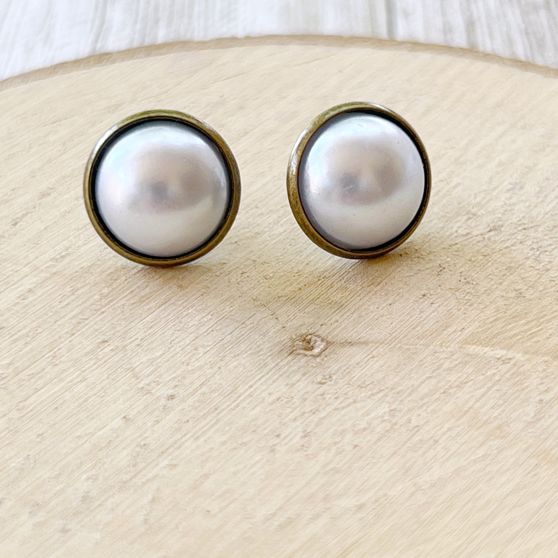 Silver White Pearl Earrings Studs, Stainless Steel Earrings, Boho Earrings, Bridesmaid Earrings, Mens Earrings Stud, Unique Earring