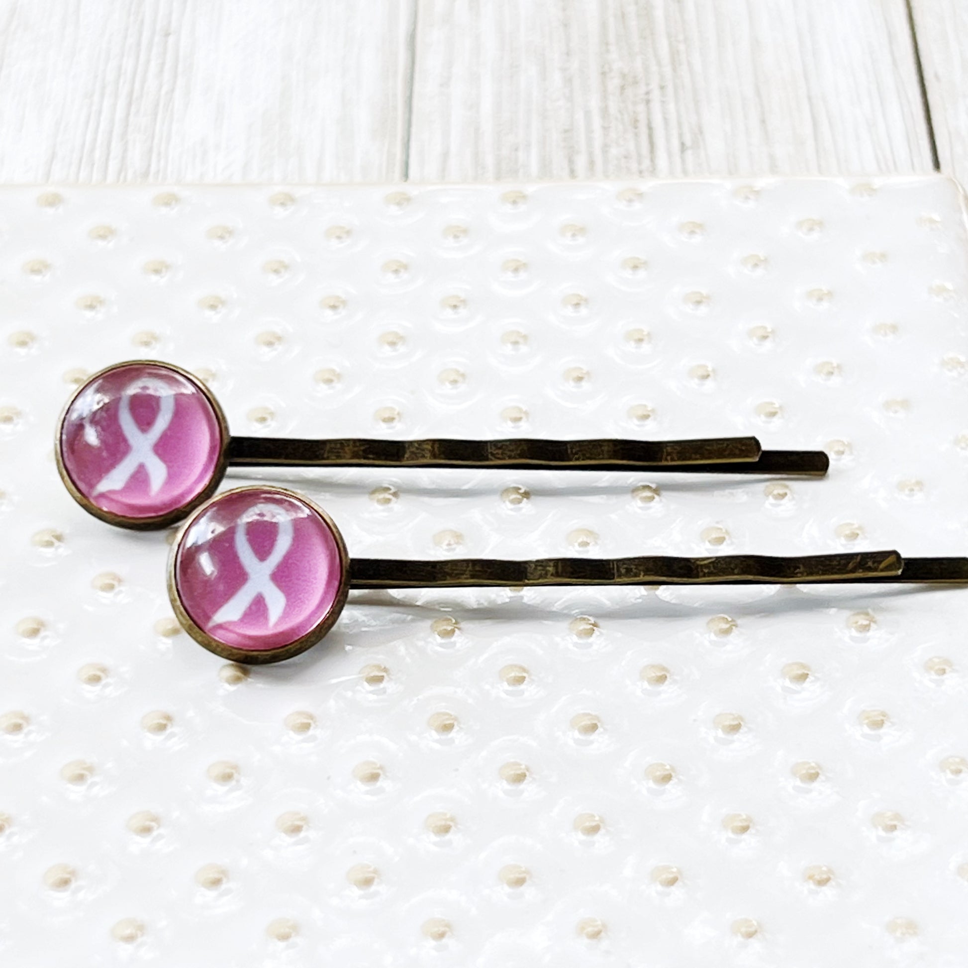 Breast Cancer Awareness Ribbon Hair Pins - Supportive and Stylish Accessories