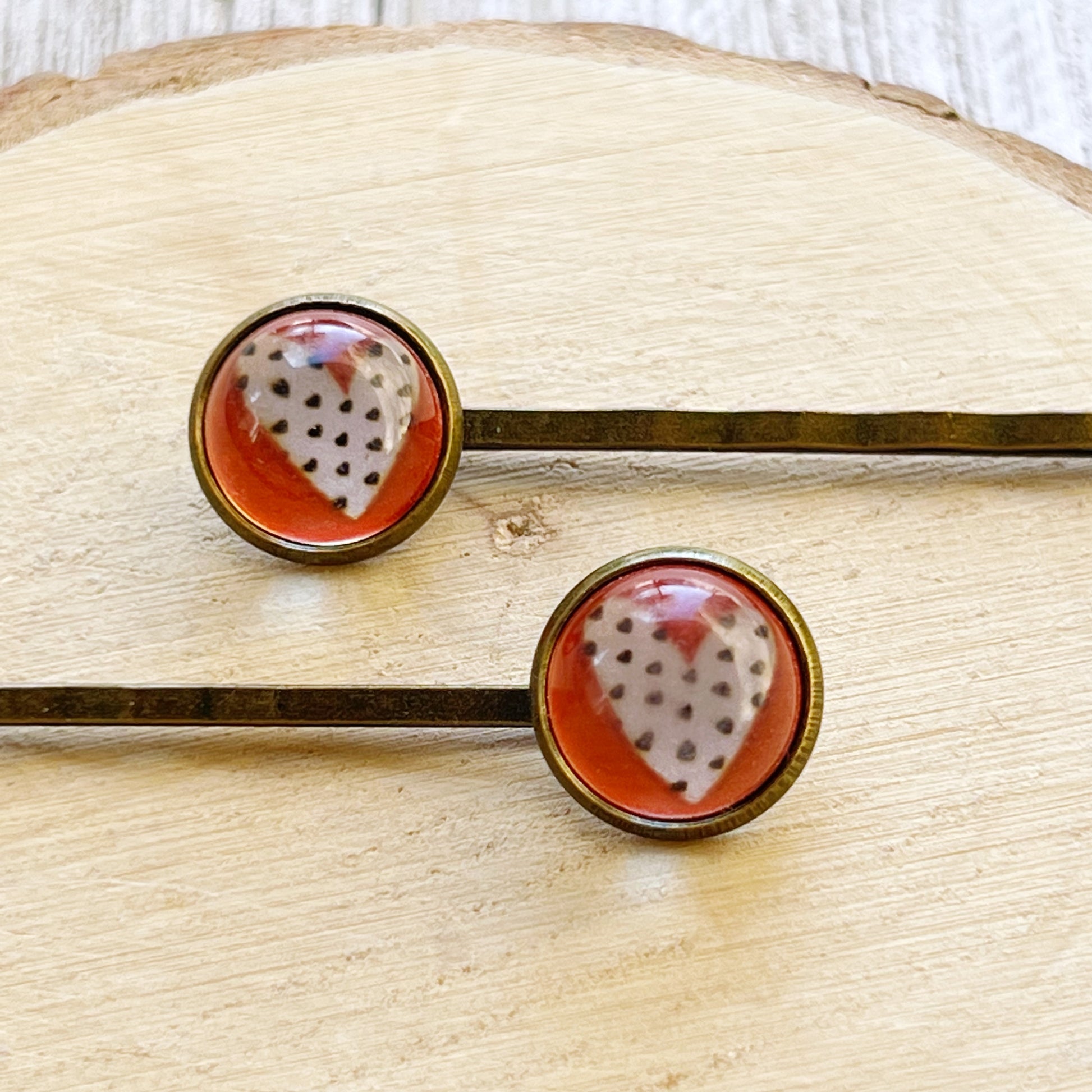Red and White Heart Black Polka Dot Hair Pins