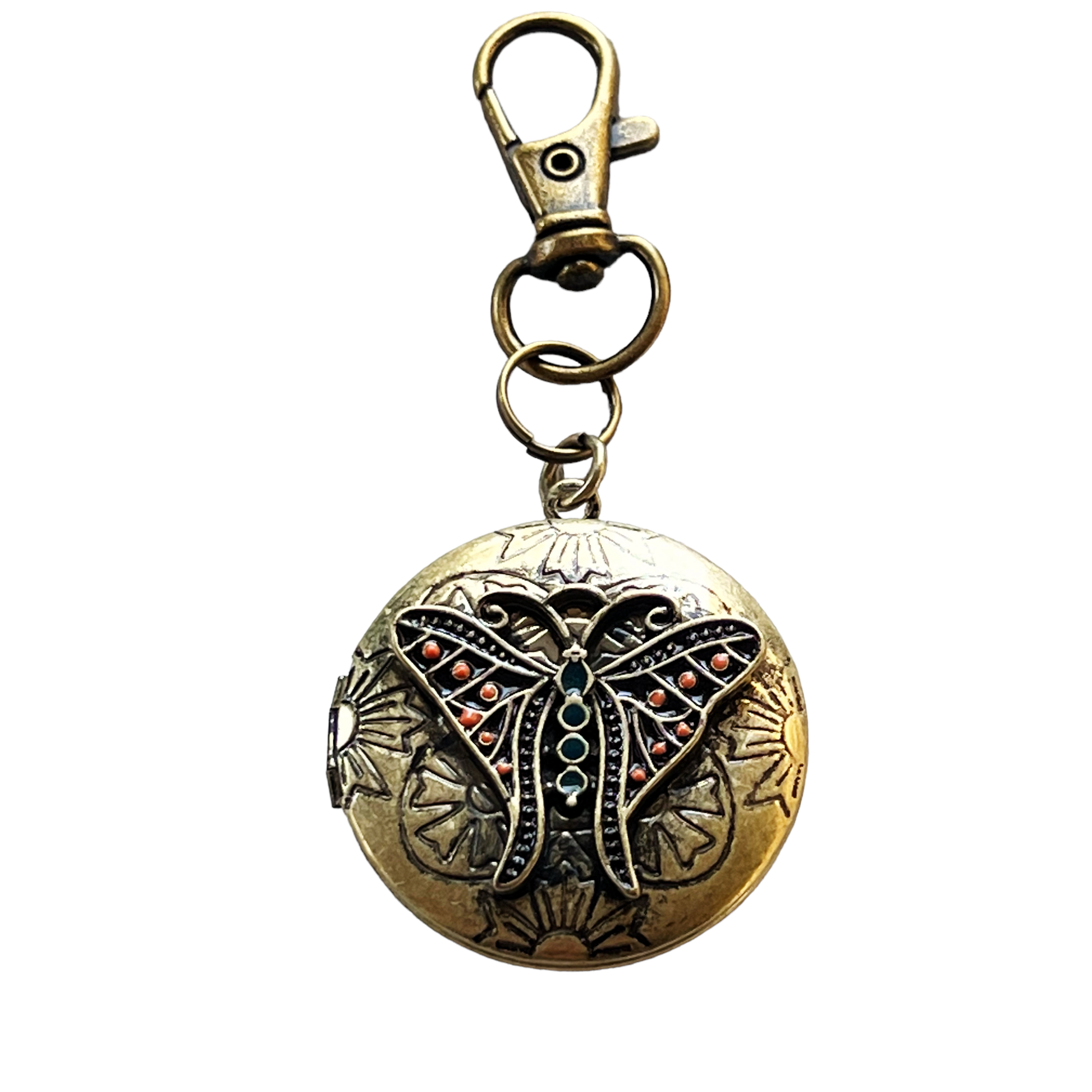 Steampunk Butterfly Locket Zipper Pull Keychain Purse Charm - Unique Vintage-Inspired Accessory