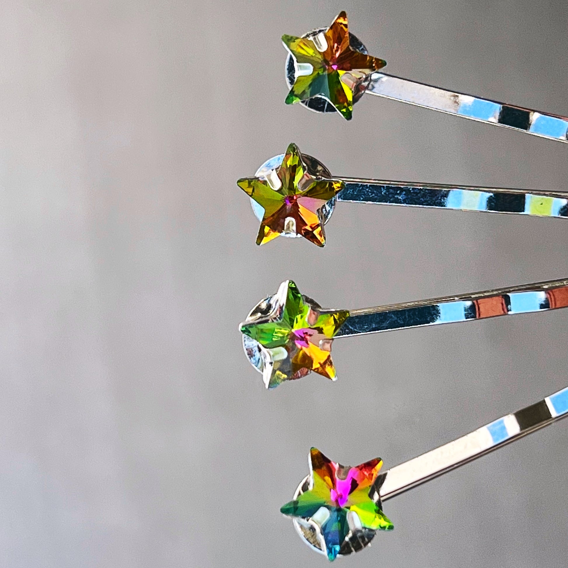 Rhinestone Rainbow Star Hair Pins, Hair Pins For Woman, Womens Bobby Pins, Star Barrettes, Star Hair Pins, Rainbow Hair Clip