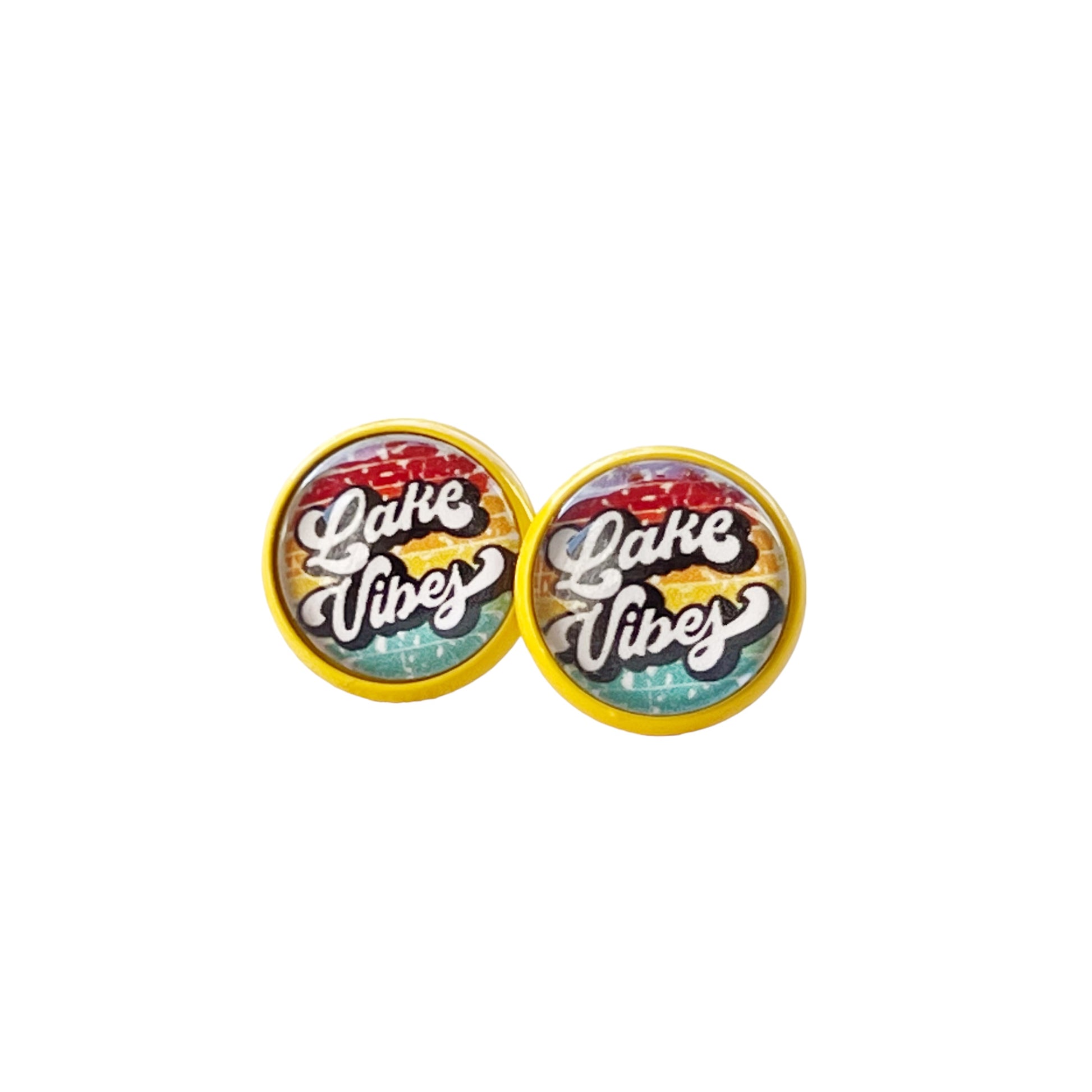 Lake Vibes Stud Earrings – Retro Summer Statement Jewelry in Yellow