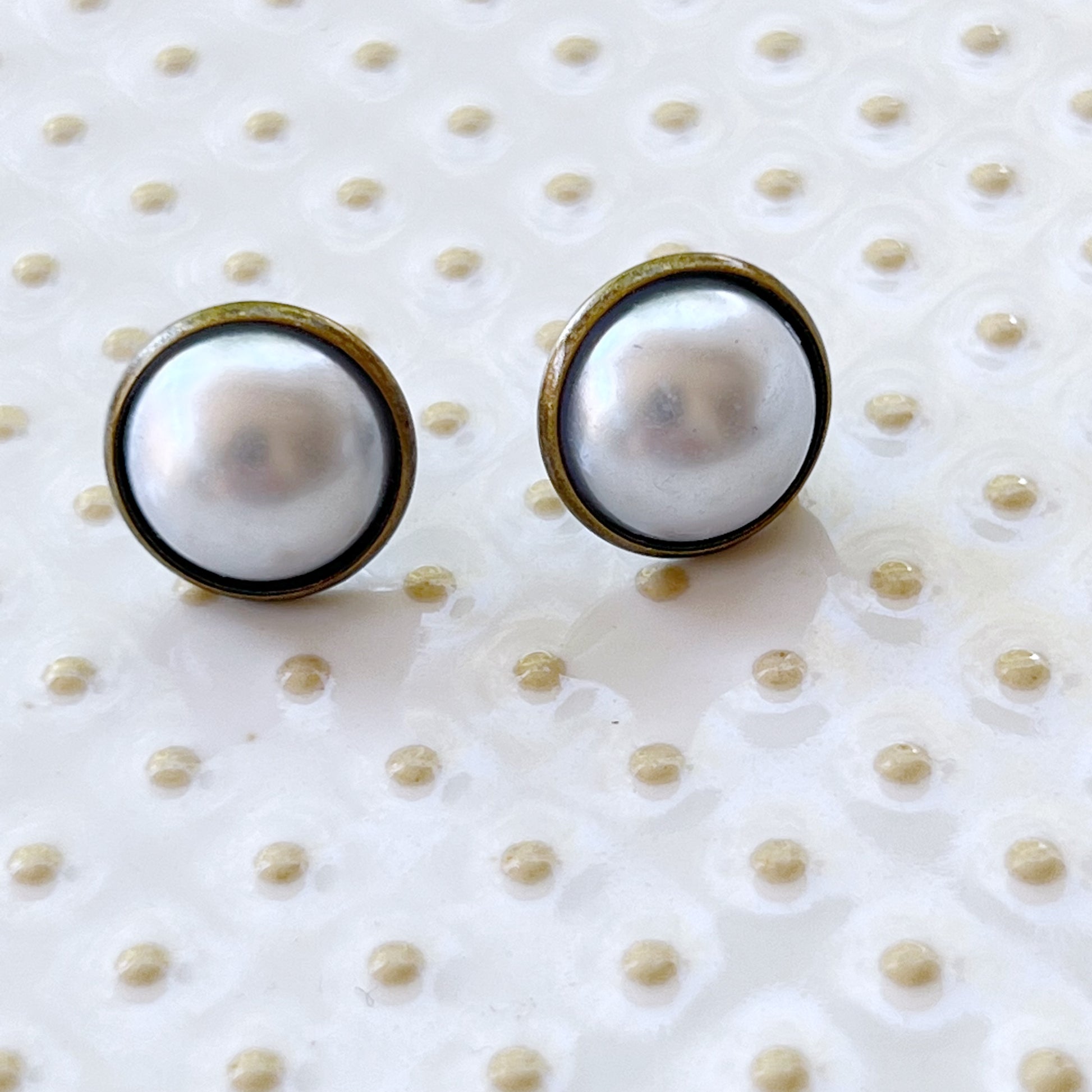 Silver White Pearl Earrings Studs, Stainless Steel Earrings, Boho Earrings, Bridesmaid Earrings, Mens Earrings Stud, Unique Earring