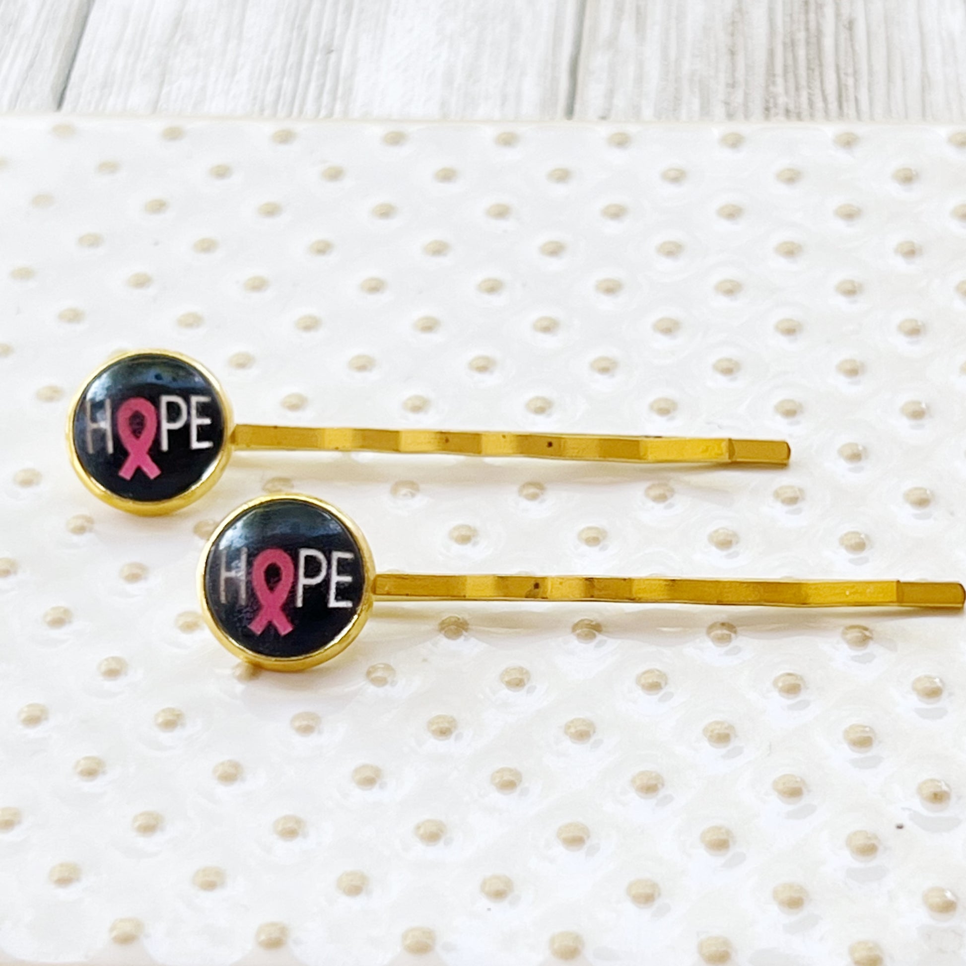 Hope Breast Cancer Awareness Month Pink Ribbon Hair Pins