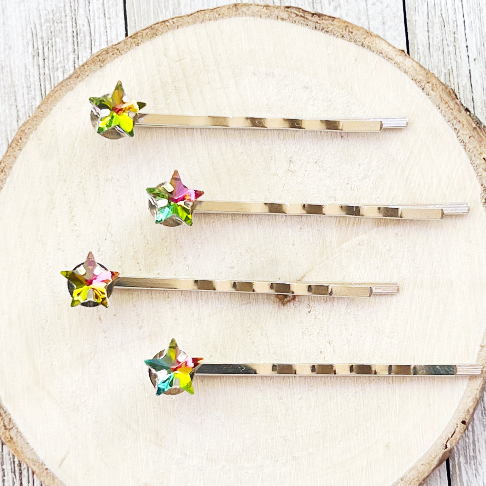 Rhinestone Rainbow Star Hair Pins, Hair Pins For Woman, Womens Bobby Pins, Star Barrettes, Star Hair Pins, Rainbow Hair Clip