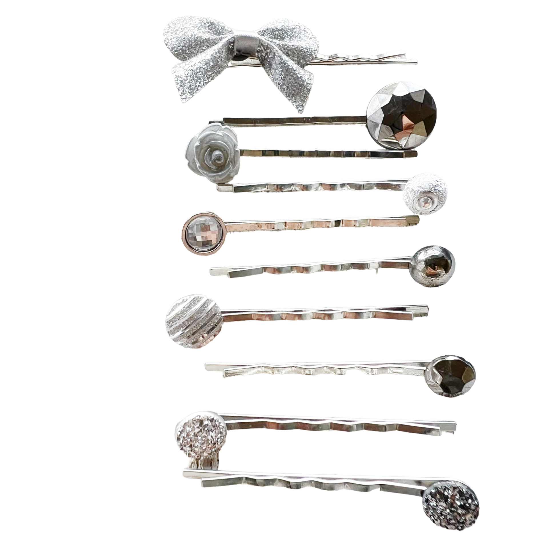 Flower Hair Pin, Floral Bobby Pin, Silver Druzy Hair Pins, Womens Hair Clips, Decorative Hair Clip, Hair Pins for Women, Barrettes for Woman
